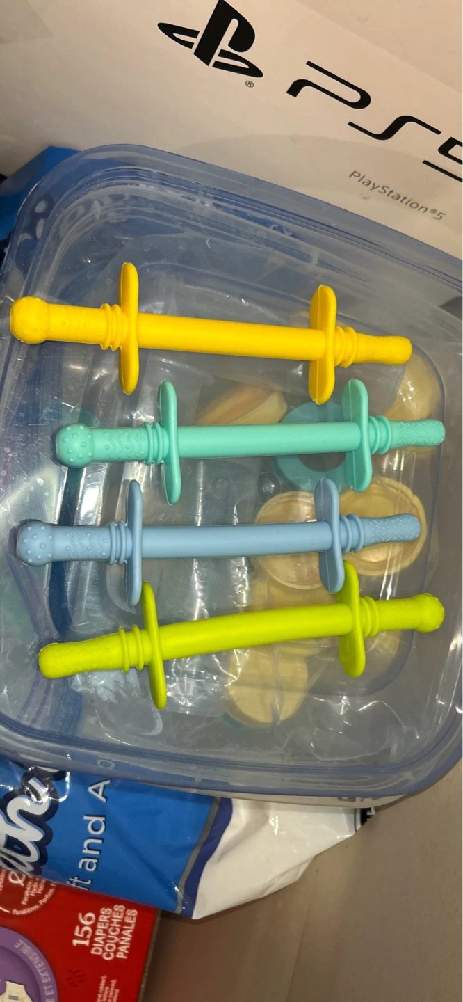4 Piece Silicone Straw Teethers