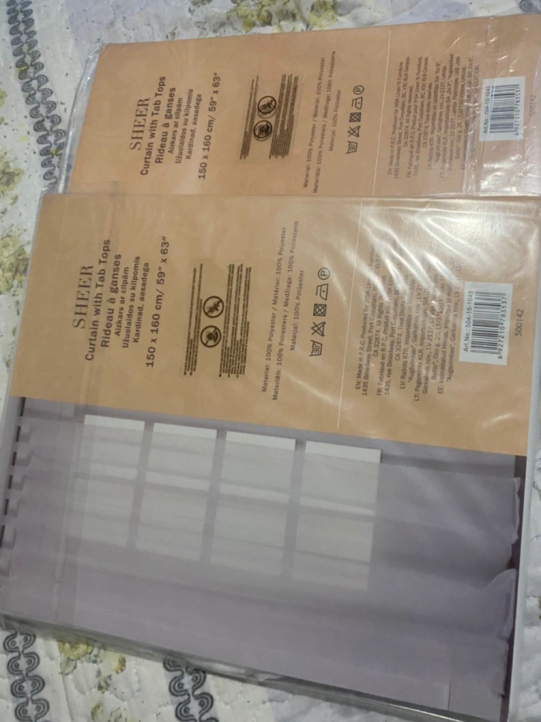 Sheer Curtain with Tab Tops 150 x 160 cm