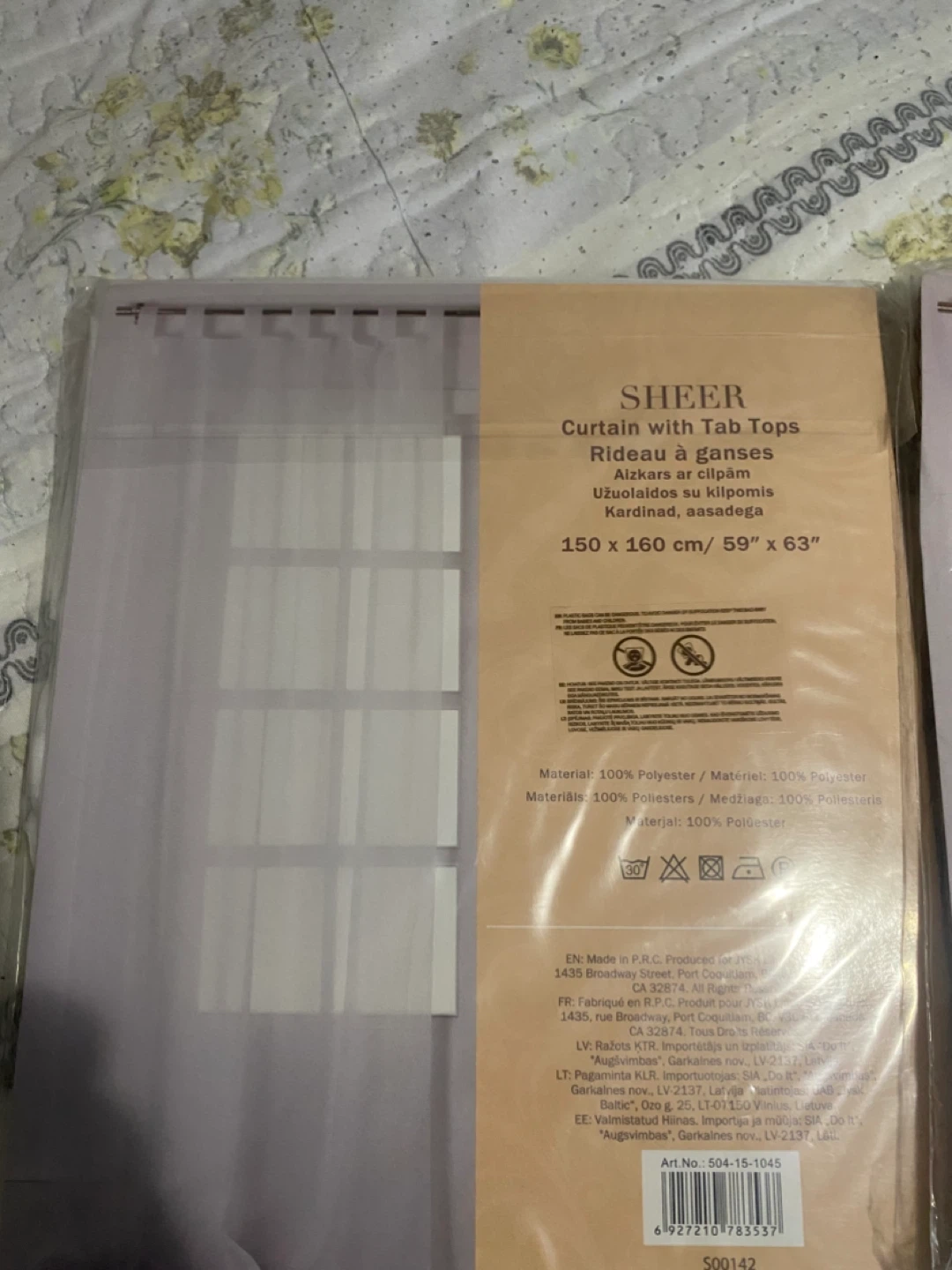 Sheer Curtain with Tab Tops 150 x 160 cm - photo 2