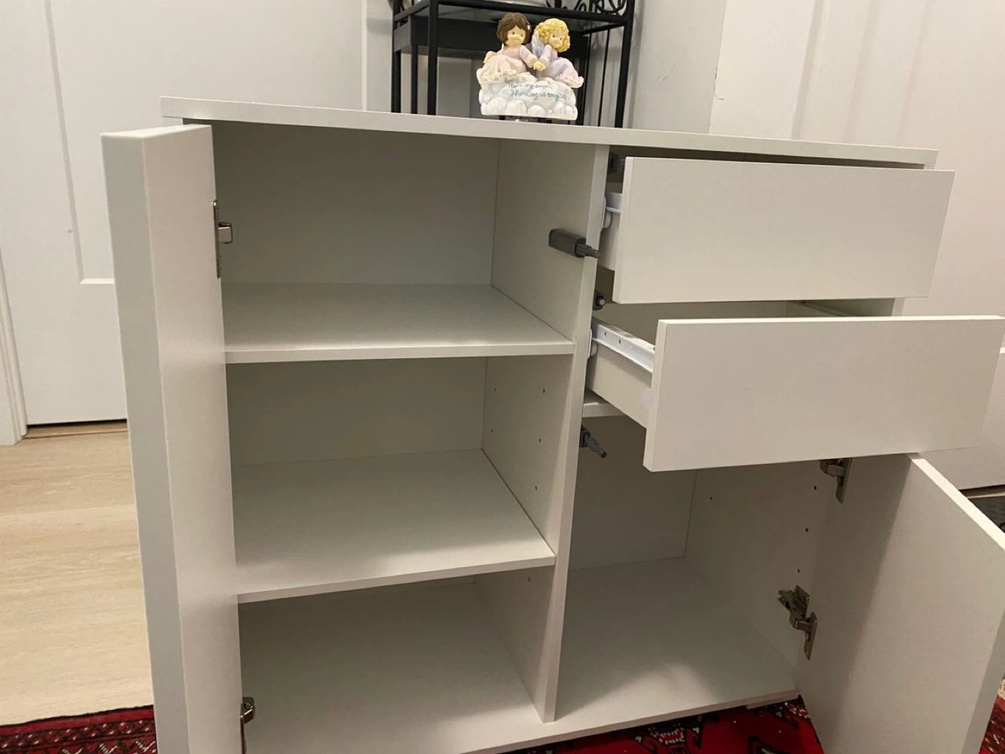 Modern White Storage Cabinet – 2 Drawers & Doors - photo 3