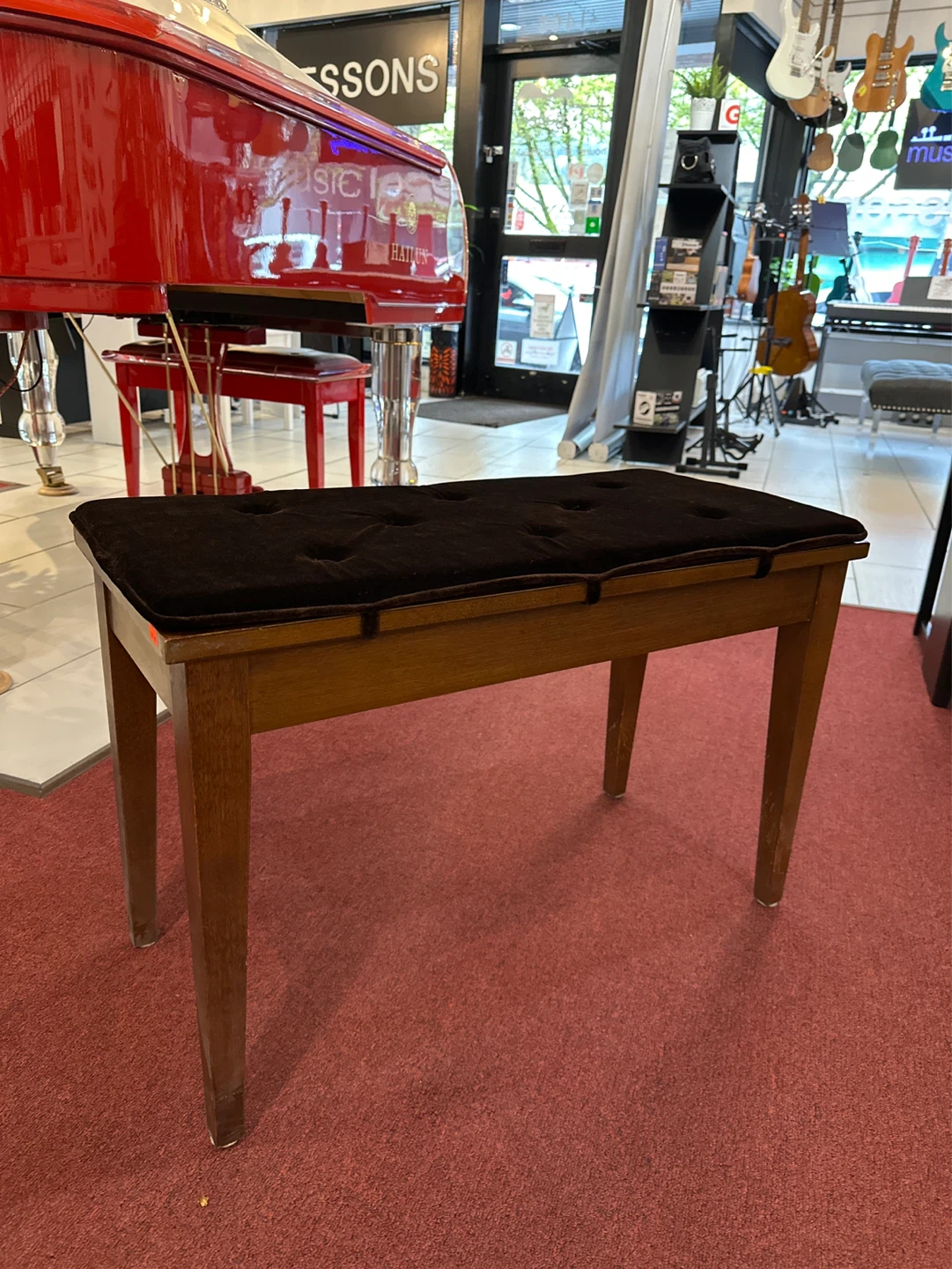 Hard top Wooden Bench with suede 30” Brown Cushion and Storage