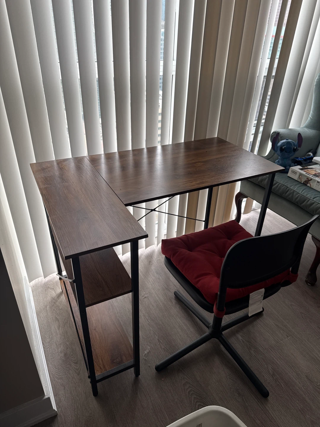 L-Shaped Corner Desk with Shelving