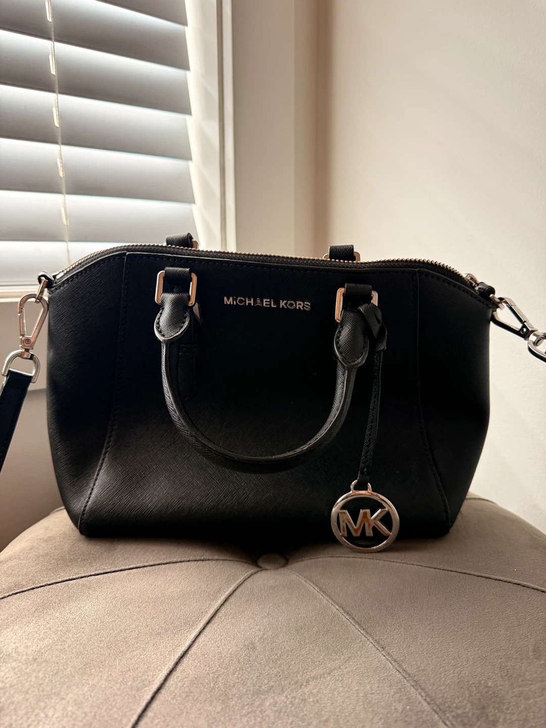 Michael Kors Black Leather Satchel Handbag