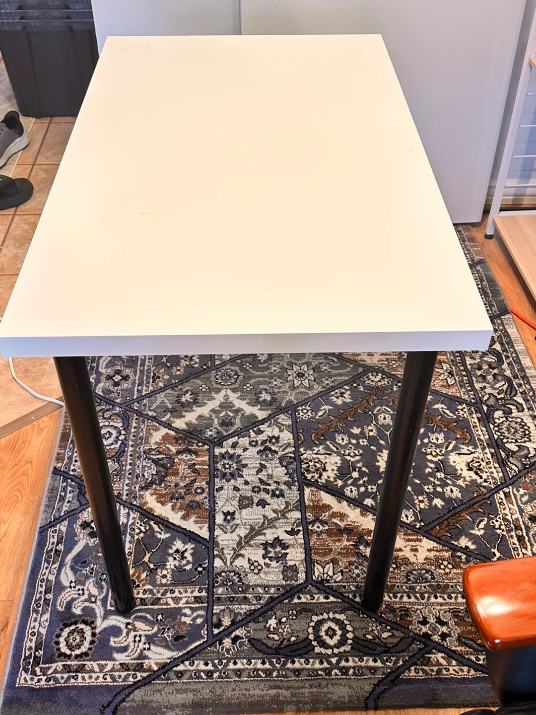 White Dining Table with Black Legs