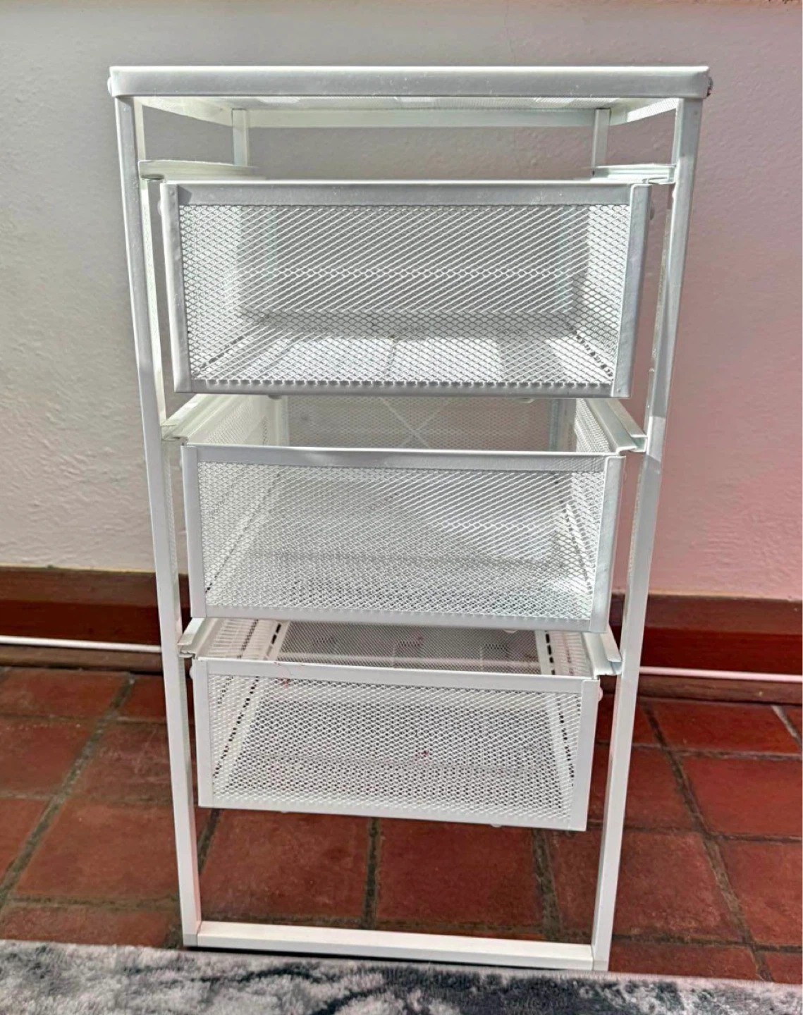 White Mesh 3-Drawer Storage Unit - photo 2