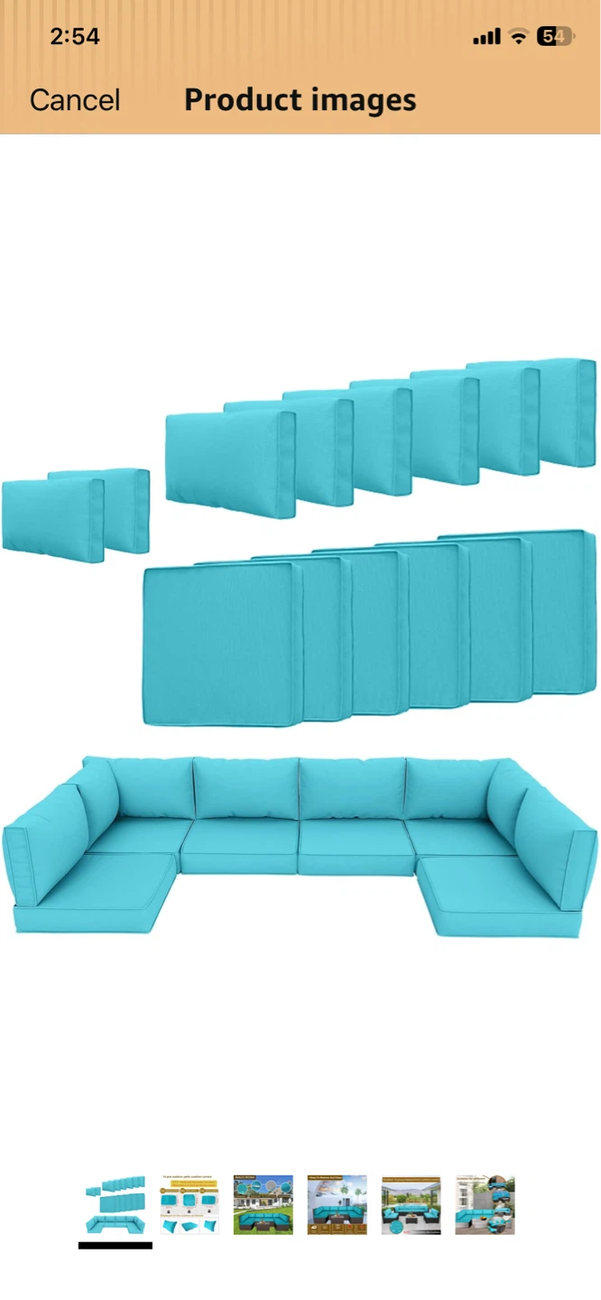 Teal Outdoor covers set U-Shaped Sectional Sofa
