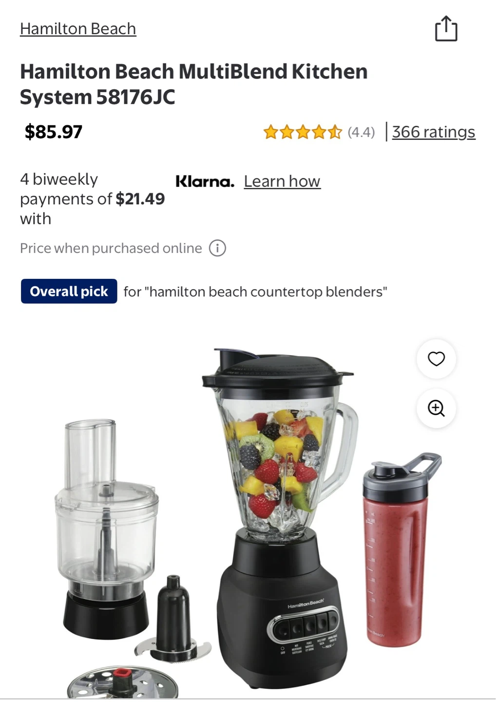 Hamilton Beach MultiBlend System Blender