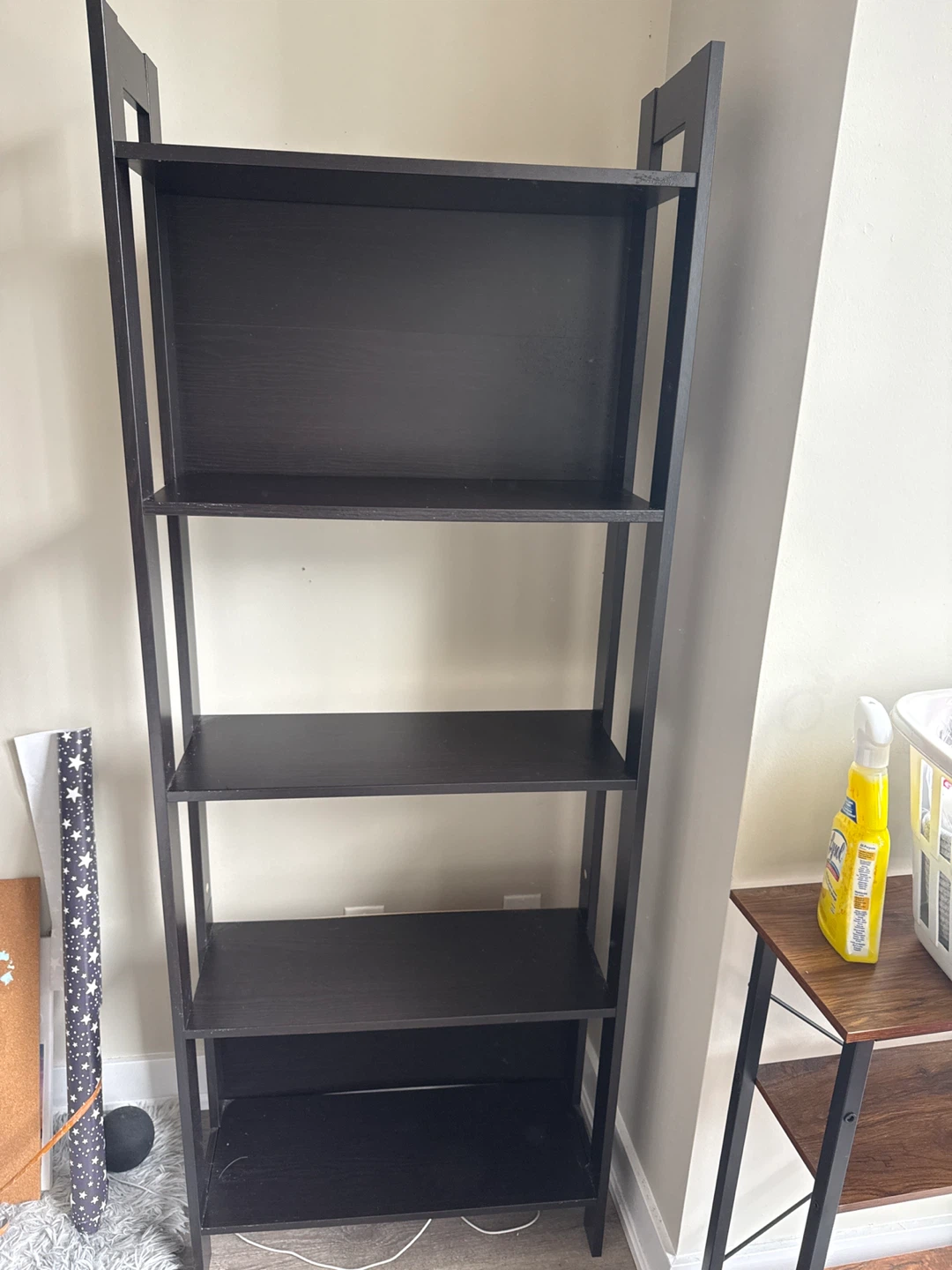 Dark Brown 5-Shelf Ladder Bookshelf