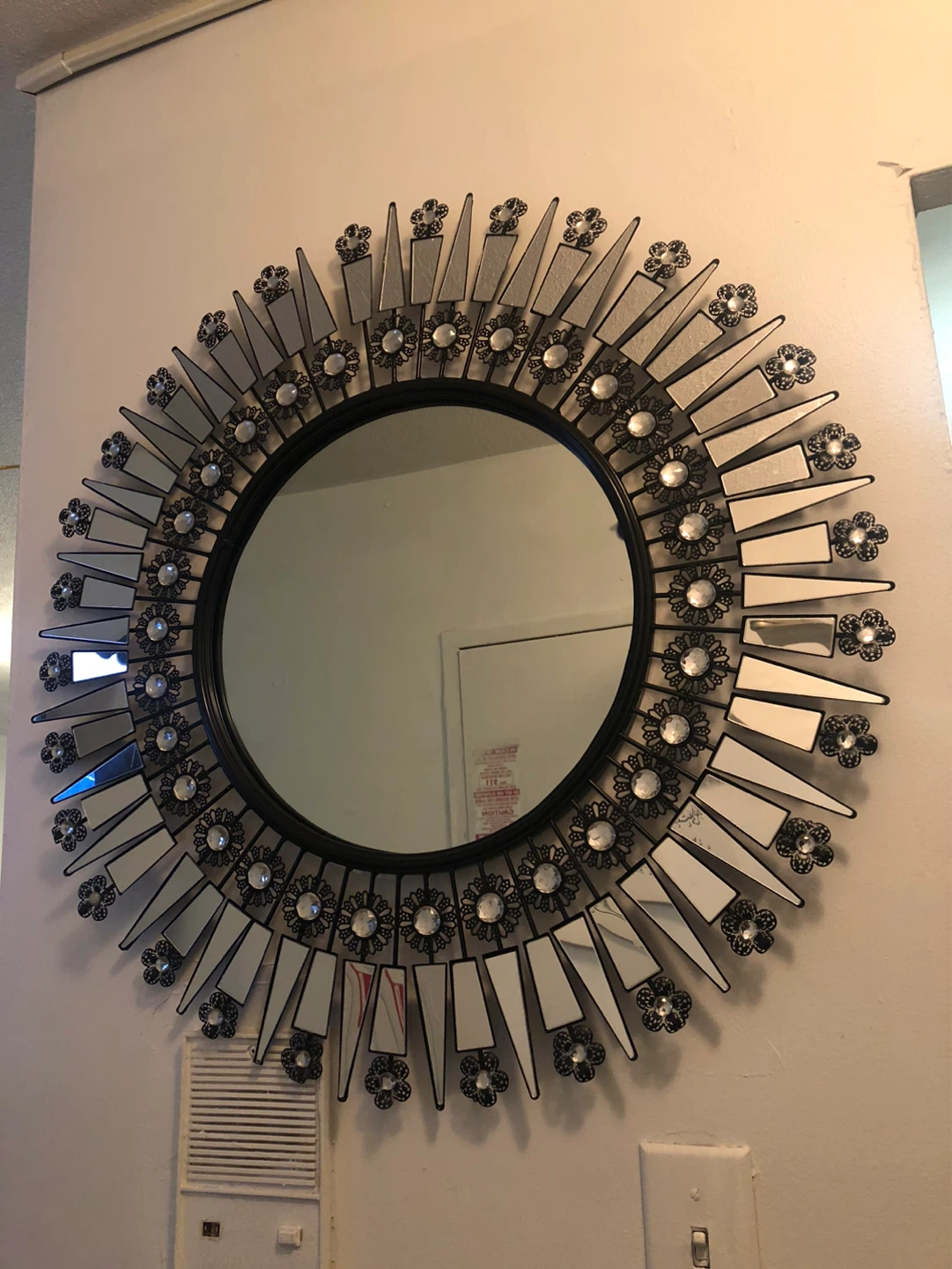 Sunburst Mirror with Decorative Embellishments