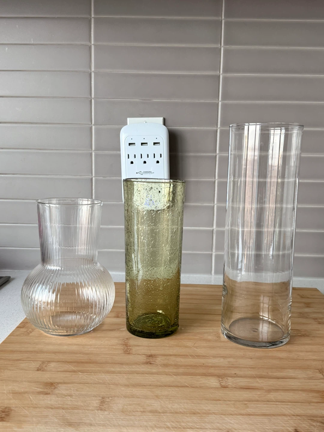Set of 3 Glass Vases