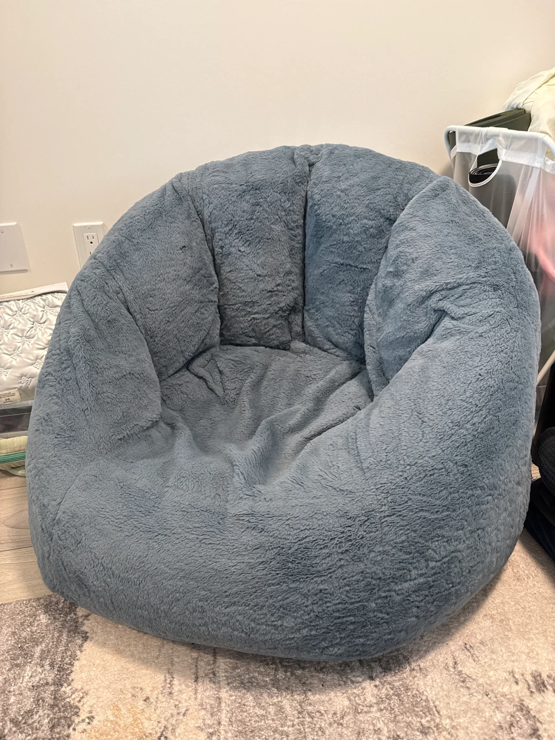 Fluffy Blue (Memory Foam) Bean Bag Chair