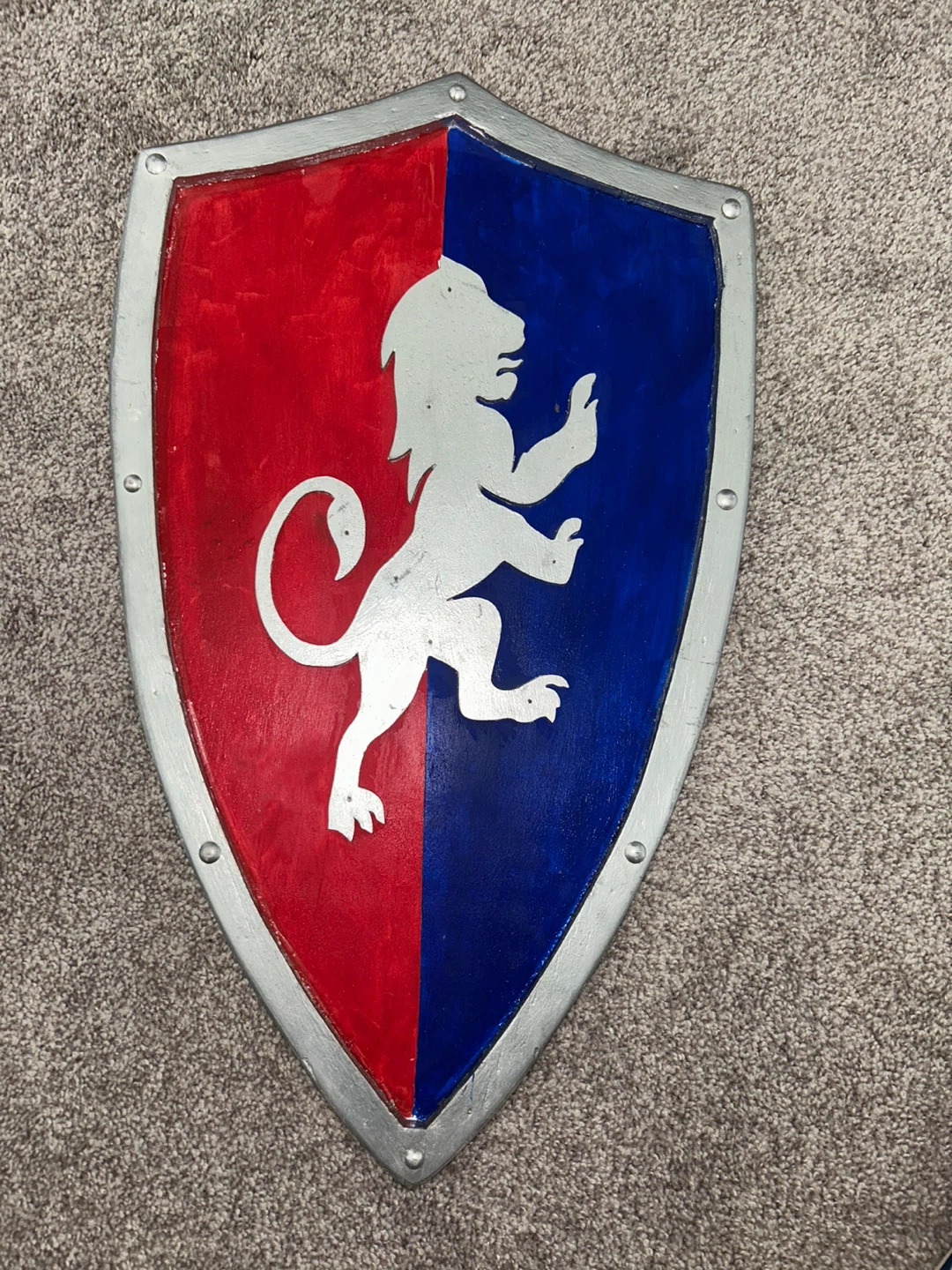 Medieval Wooden Shield with Lion Emblem