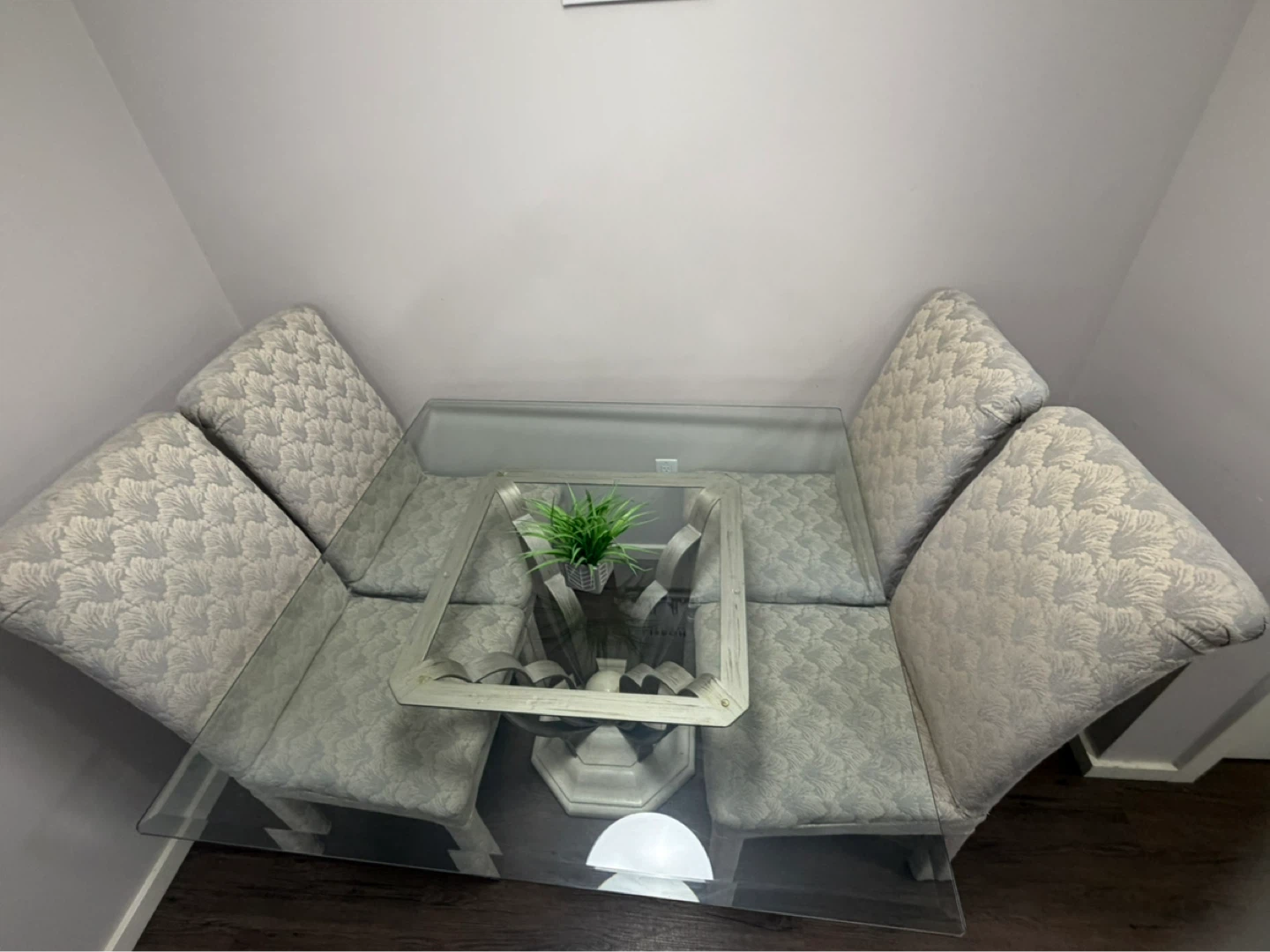 Glass Top Dining Set with Upholstered Chairs - photo 4