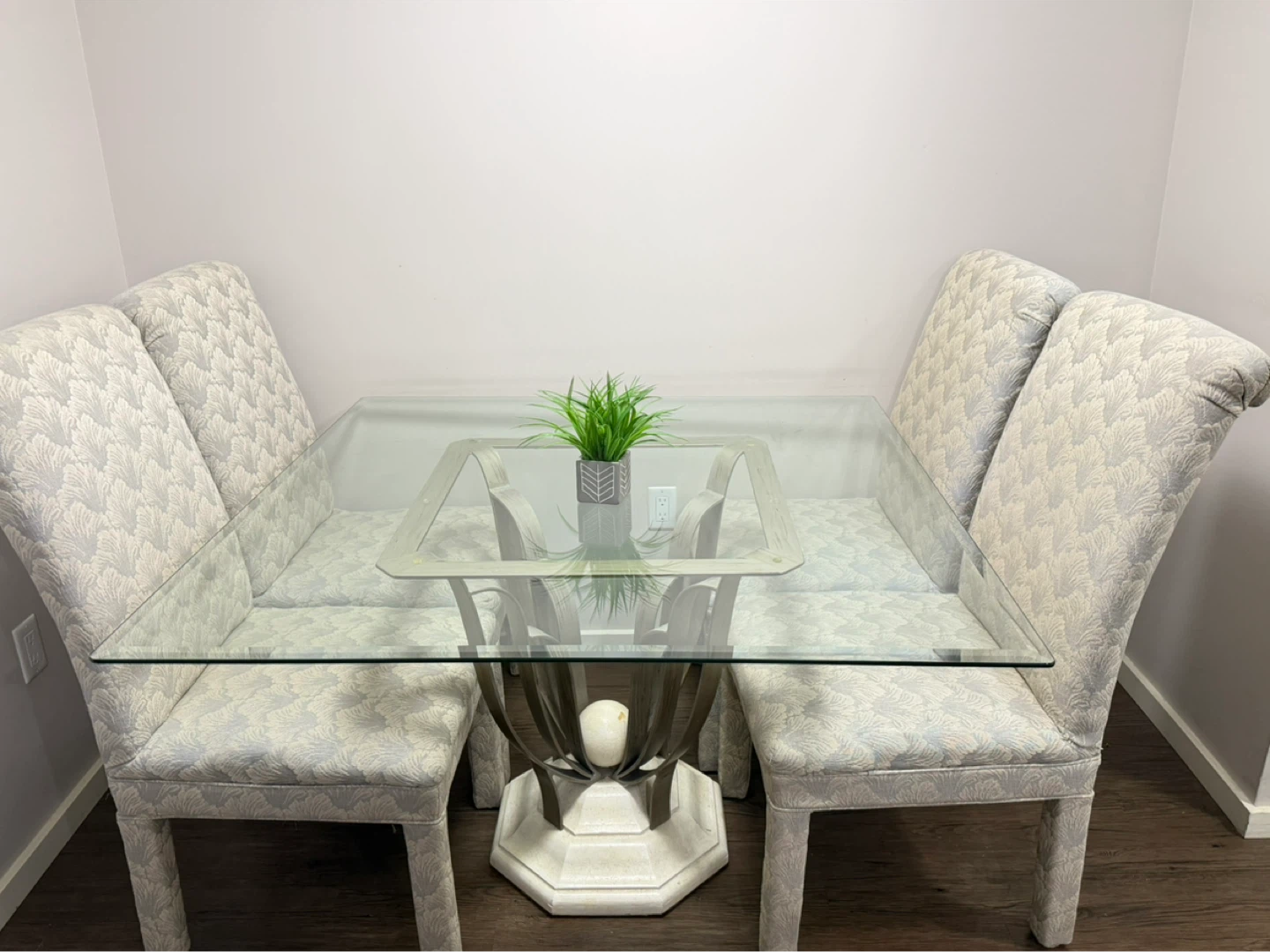 Glass Top Dining Set with Upholstered Chairs - photo 5