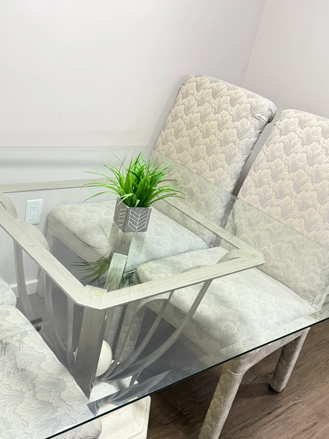 Glass Top Dining Set with Upholstered Chairs - photo 2