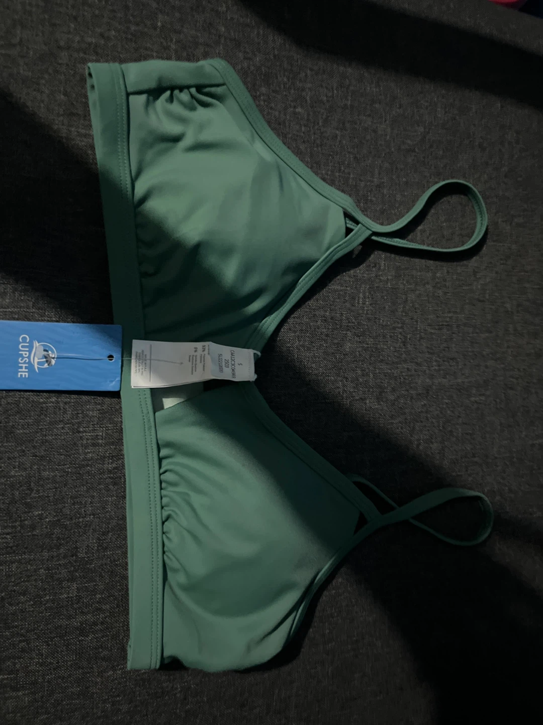 CUPSHE Green Strappy Bikini Top Size S