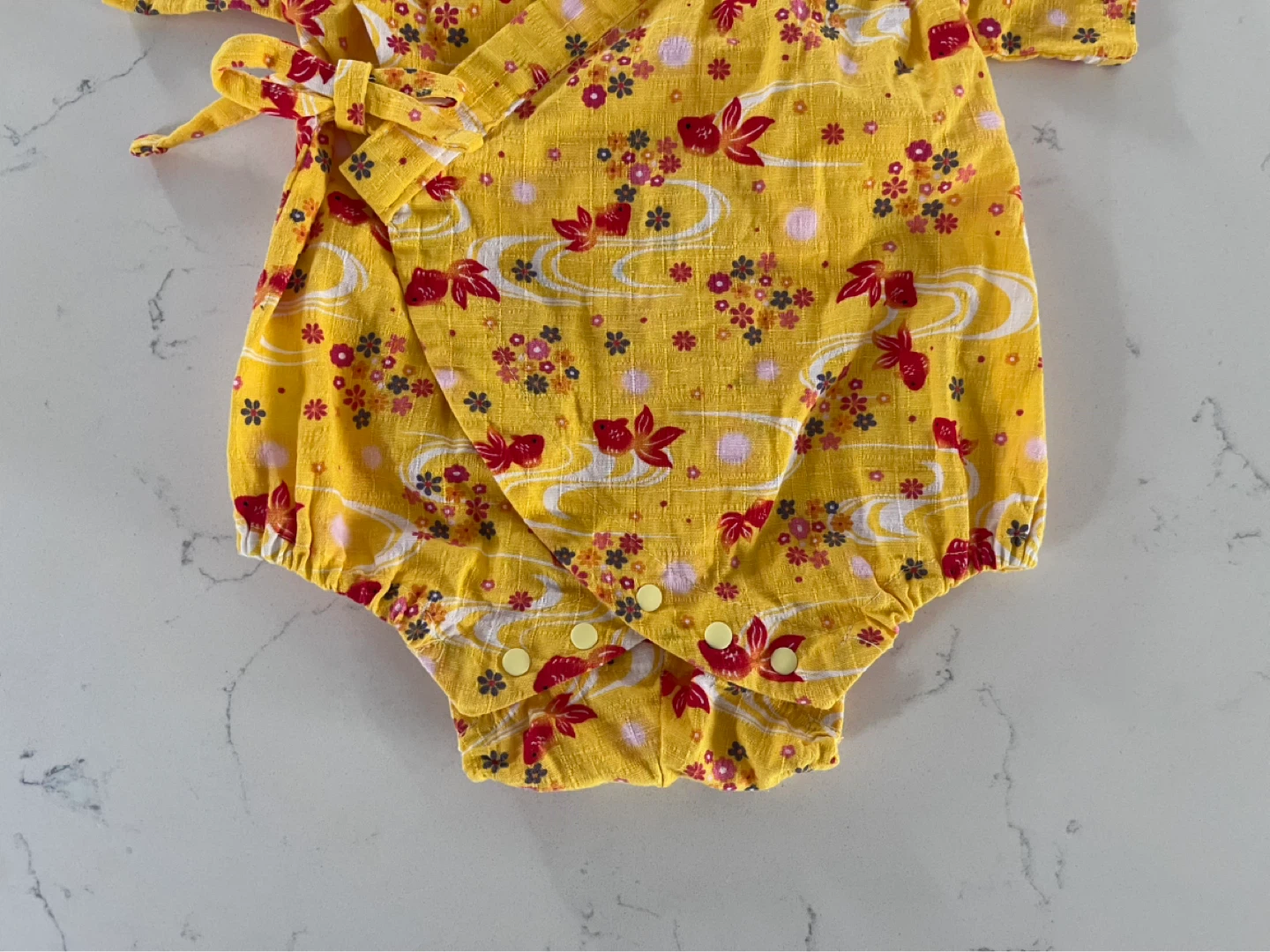 Baby Kimono Yukata Onesie - Yellow 100% cotton - photo 3