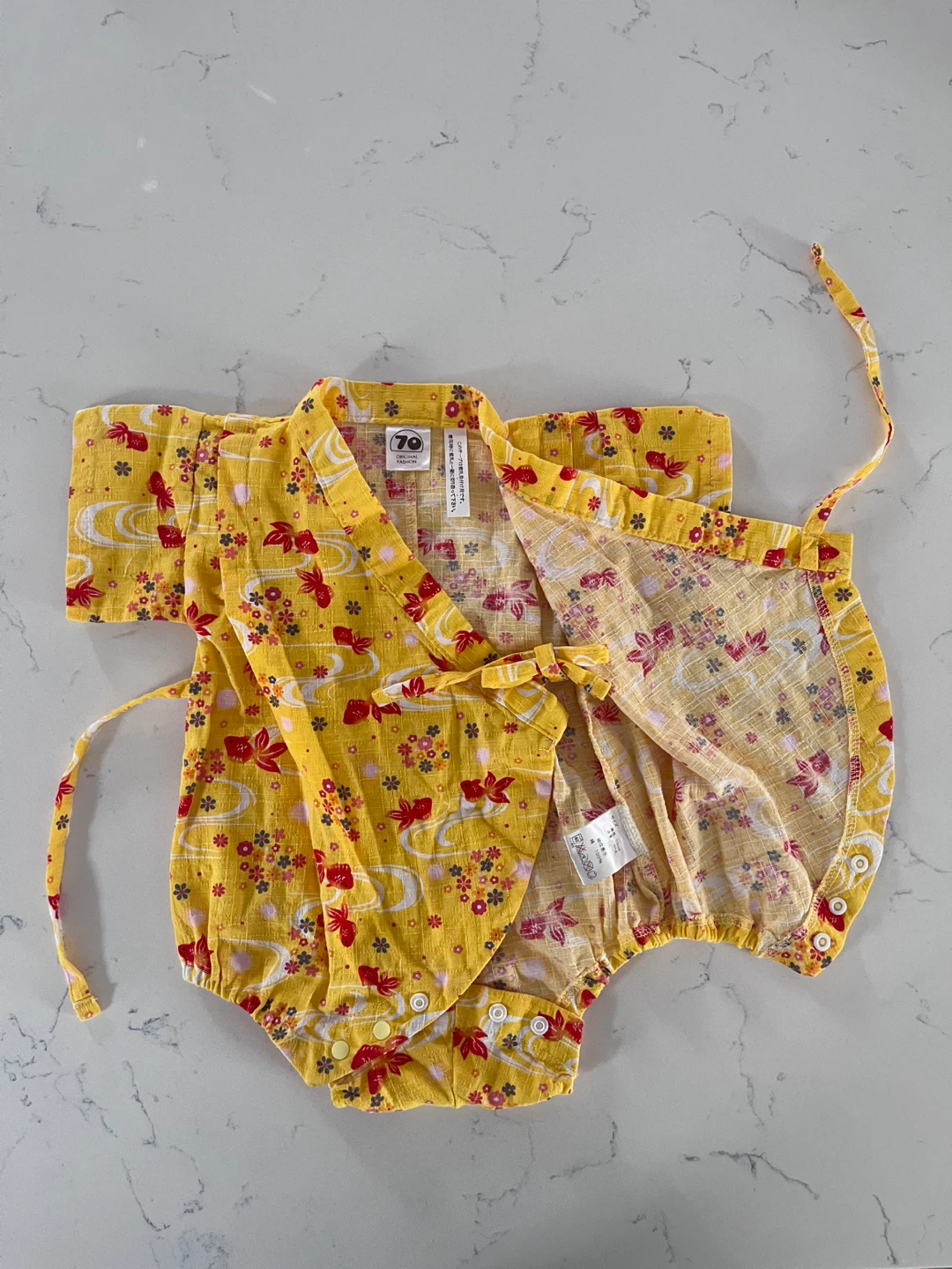 Baby Kimono Yukata Onesie - Yellow 100% cotton - photo 4