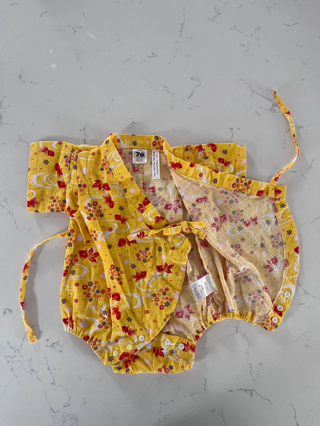 Baby Kimono Yukata Onesie - Yellow 100% cotton - photo 5