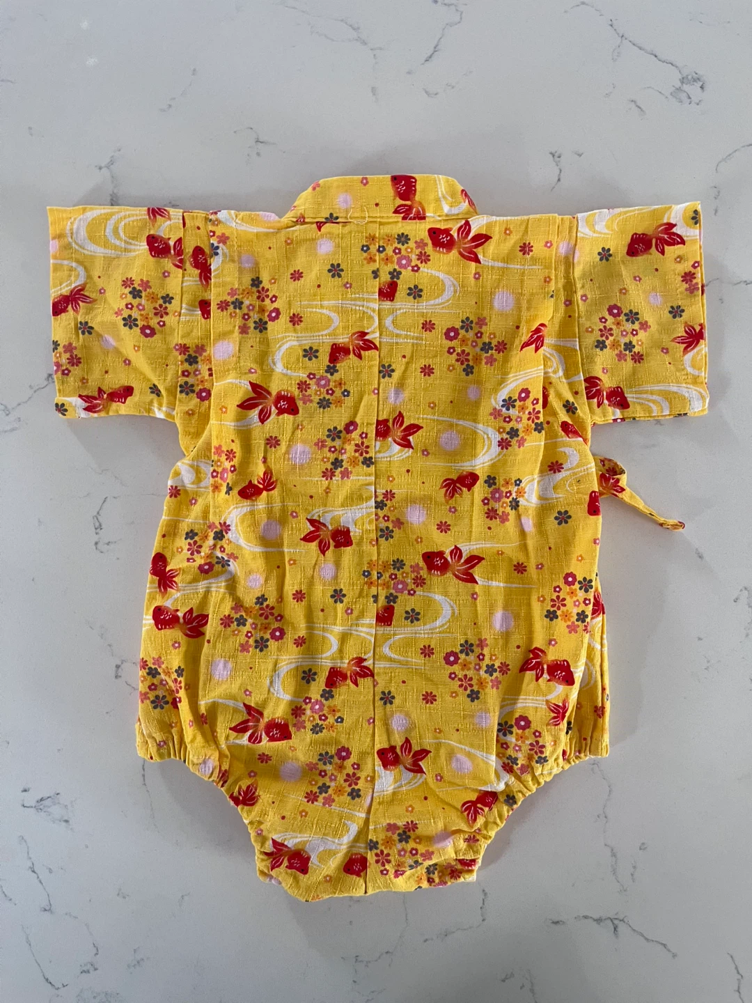 Baby Kimono Yukata Onesie - Yellow 100% cotton - photo 2
