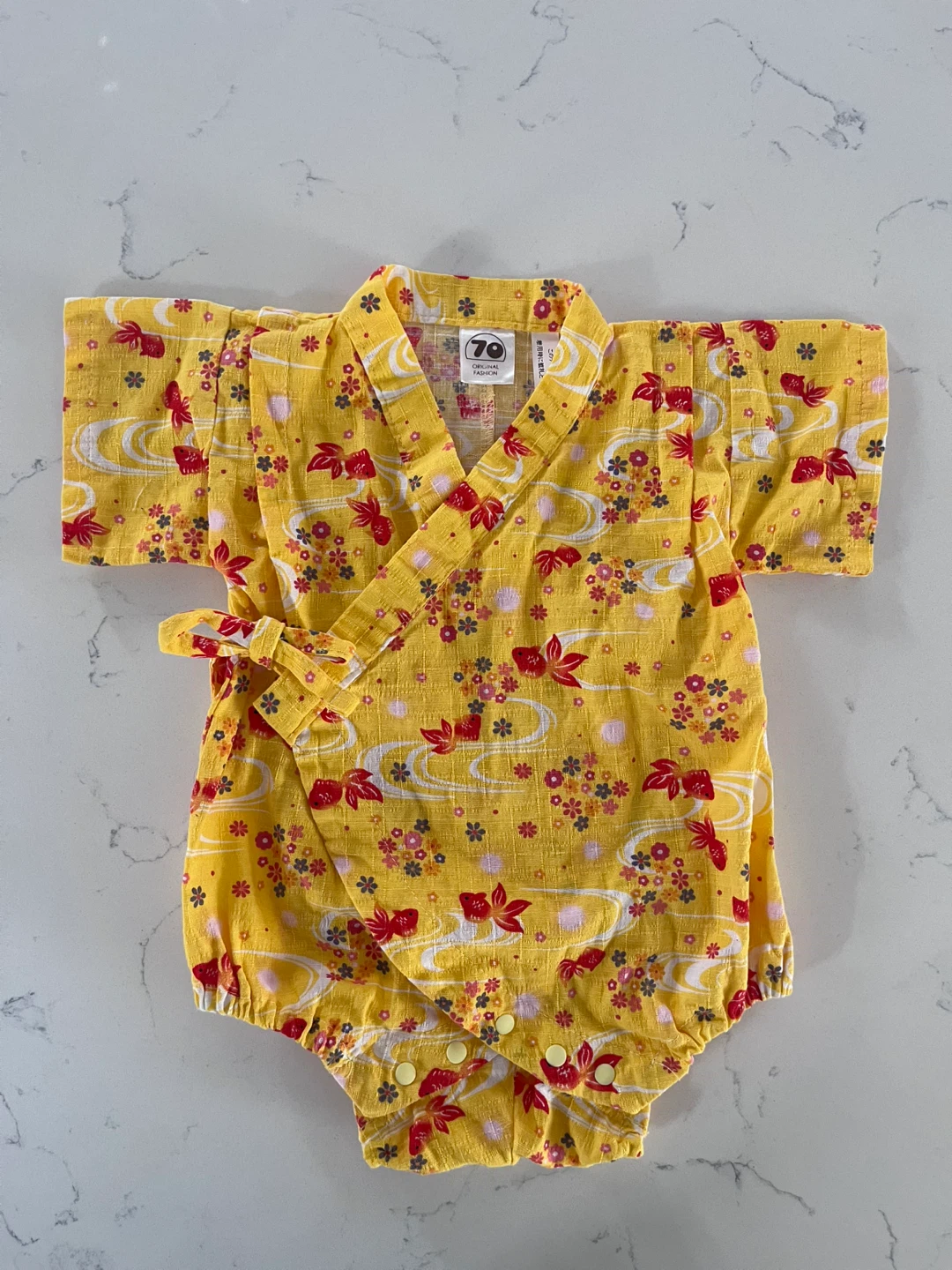 Baby Kimono Yukata Onesie - Yellow 100% cotton