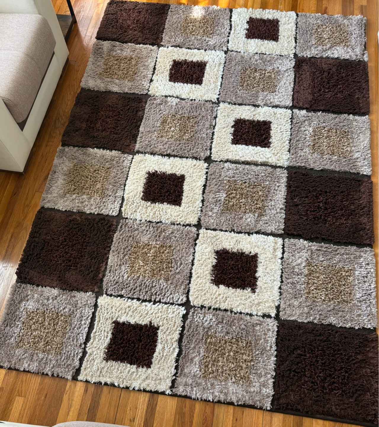 TURKISH SUNSET - Brown, Beige, Cream, Gray Geometric Squares - photo 4