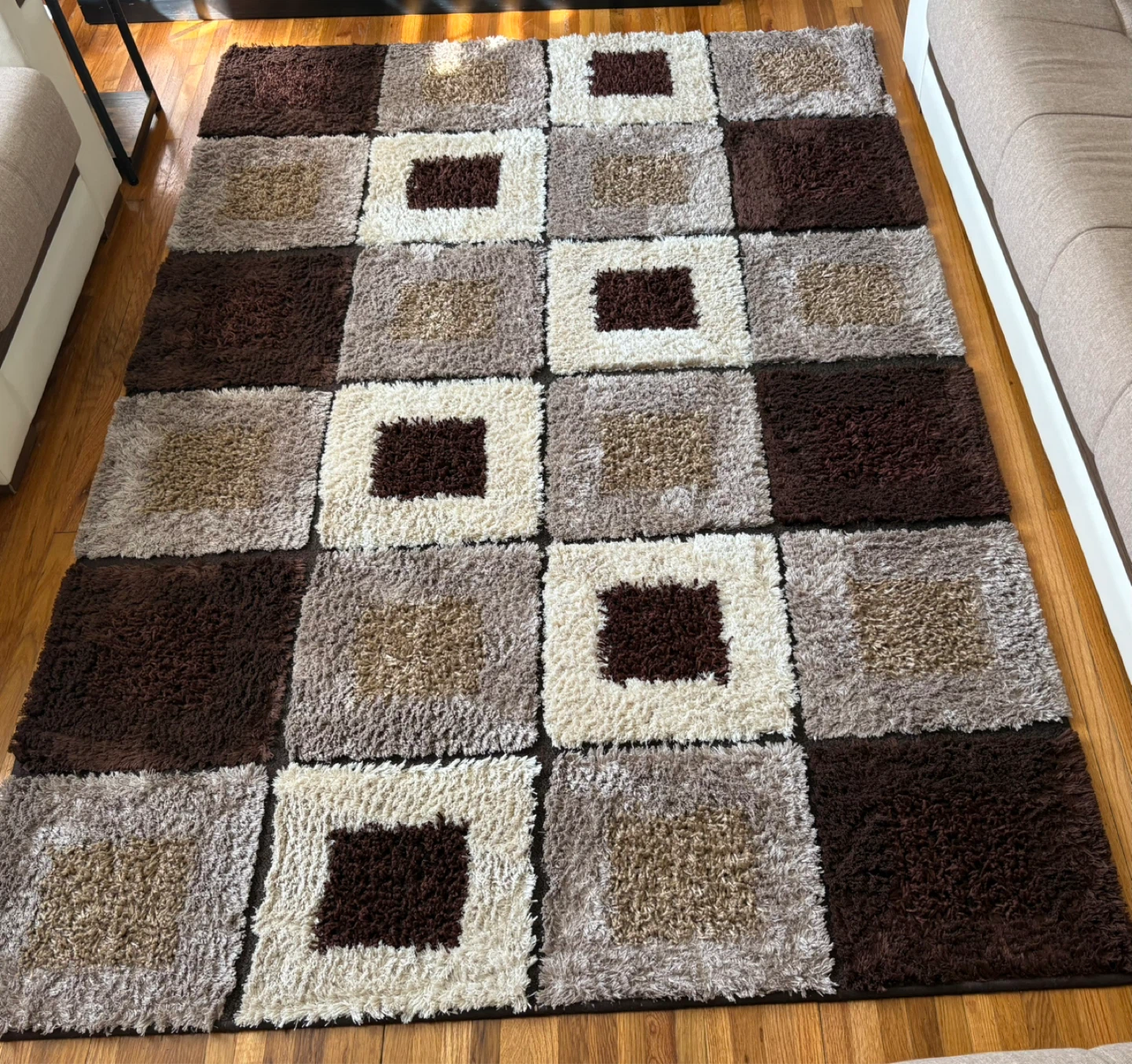 TURKISH SUNSET - Brown, Beige, Cream, Gray Geometric Squares - photo 2