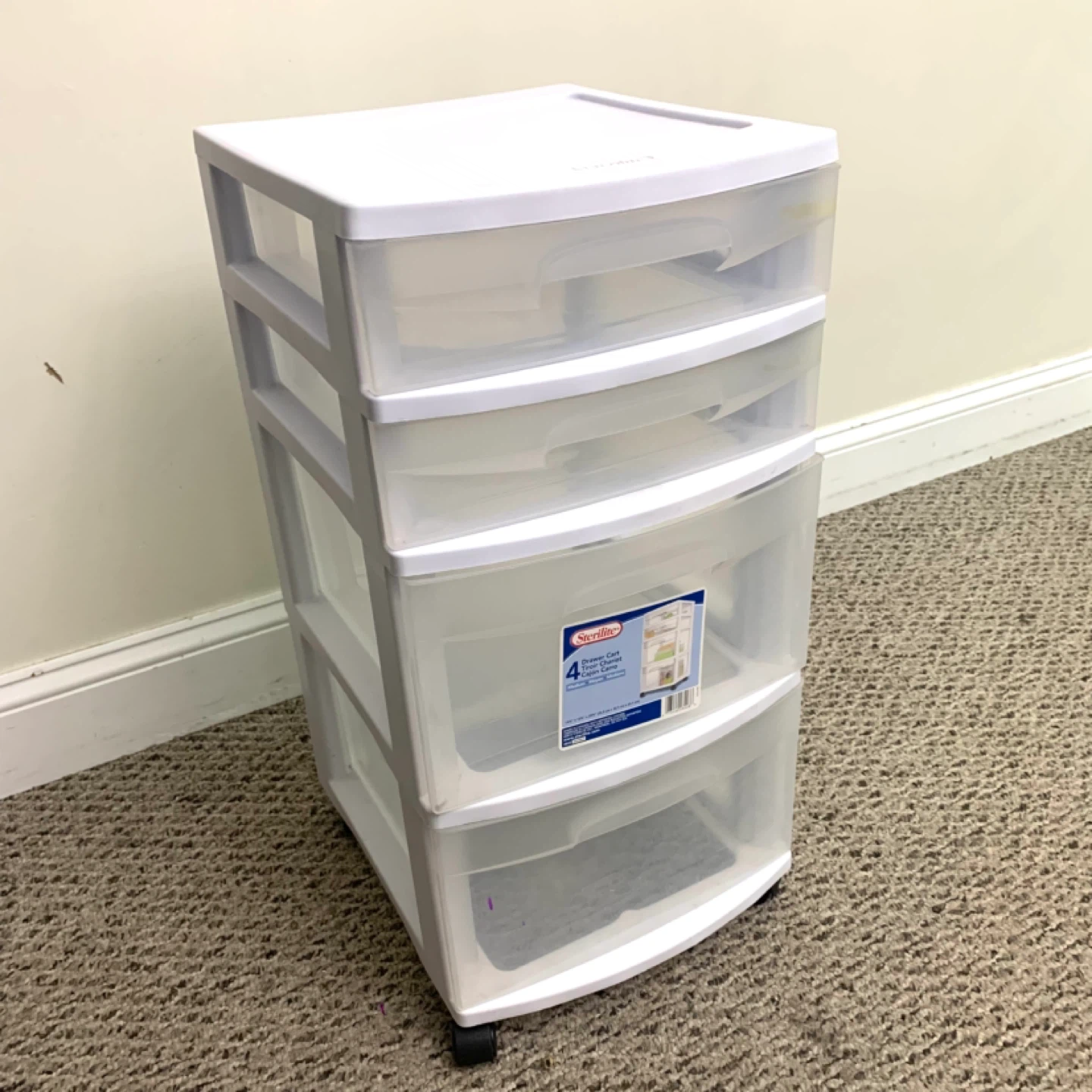 4 Drawer Rolling Cart Storage Organizer Plastic Clear Drawers - photo 2