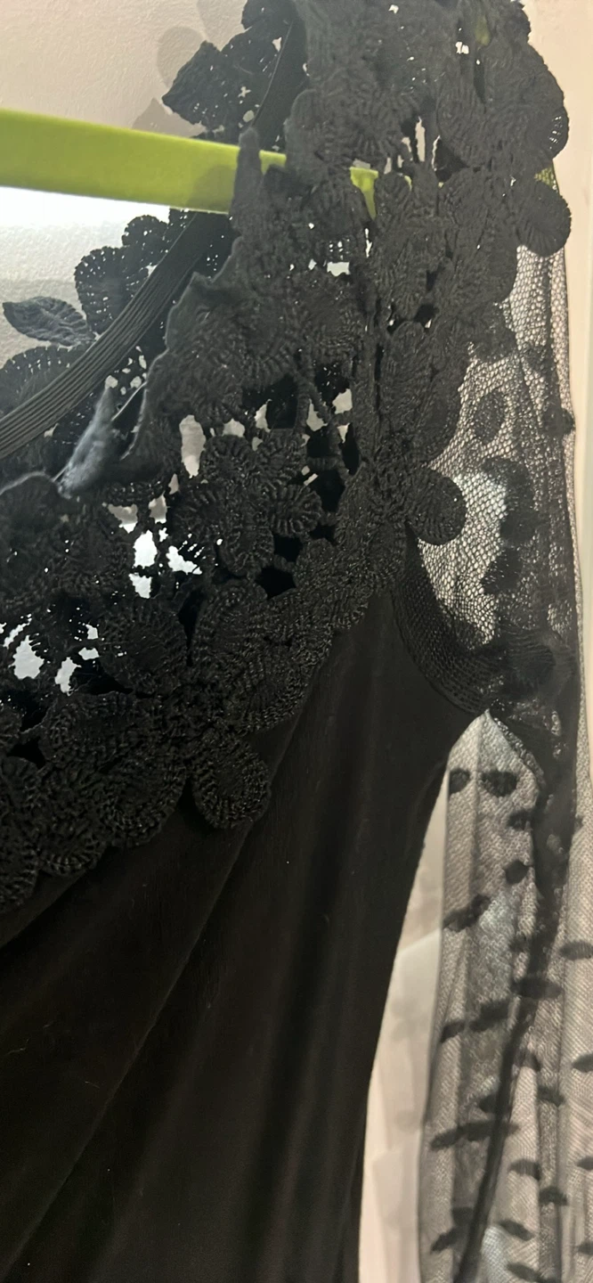 Black Lace Bodysuit with Sheer Sleeves - photo 2