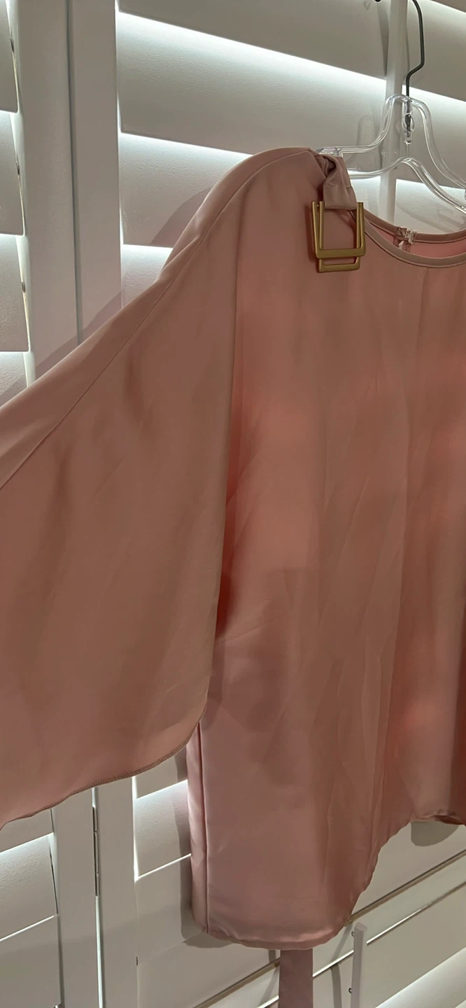Blush Pink Blouse with Gold Buckle Detail - photo 2