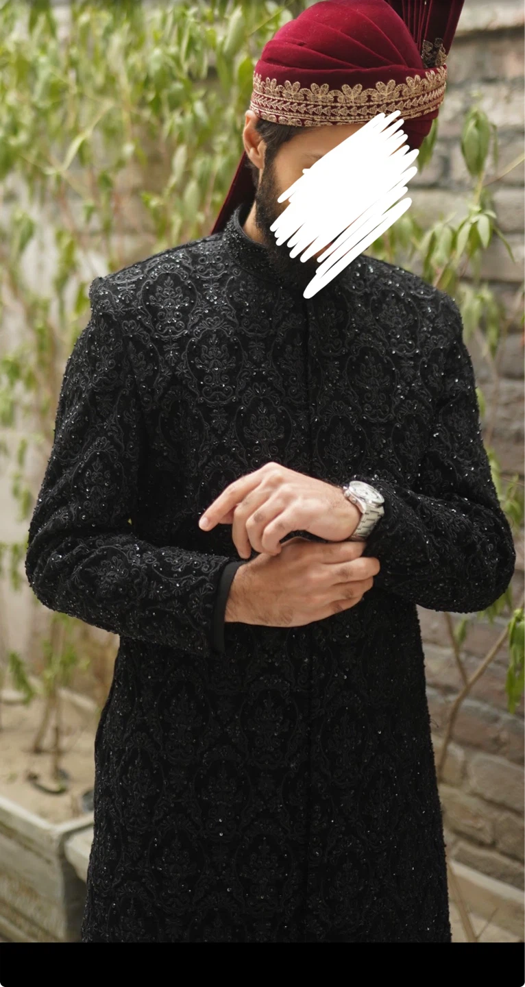 Black Sequin Sherwani - photo 2