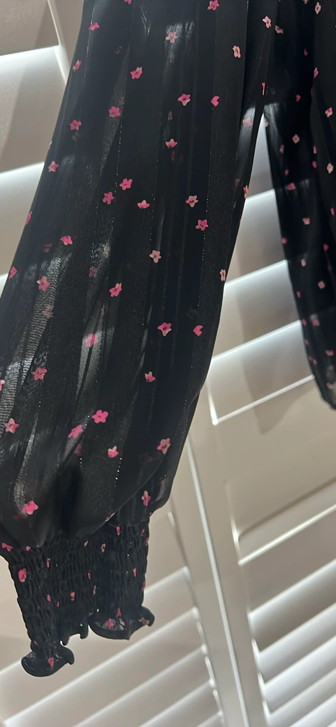 Black Floral Print Blouse - photo 2