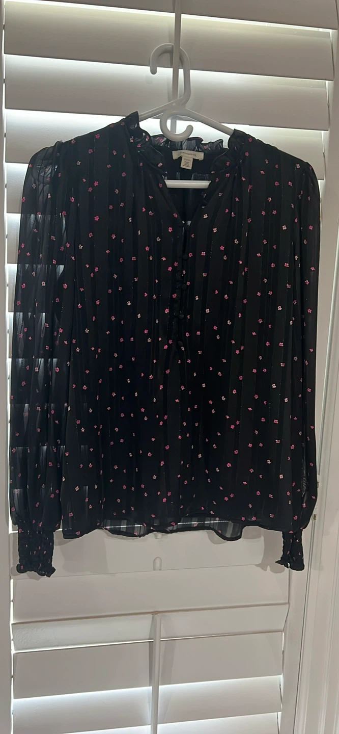 Black Floral Print Blouse
