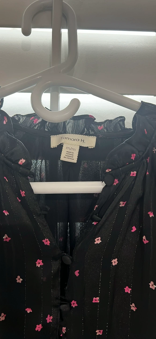 Black Floral Print Blouse - photo 3
