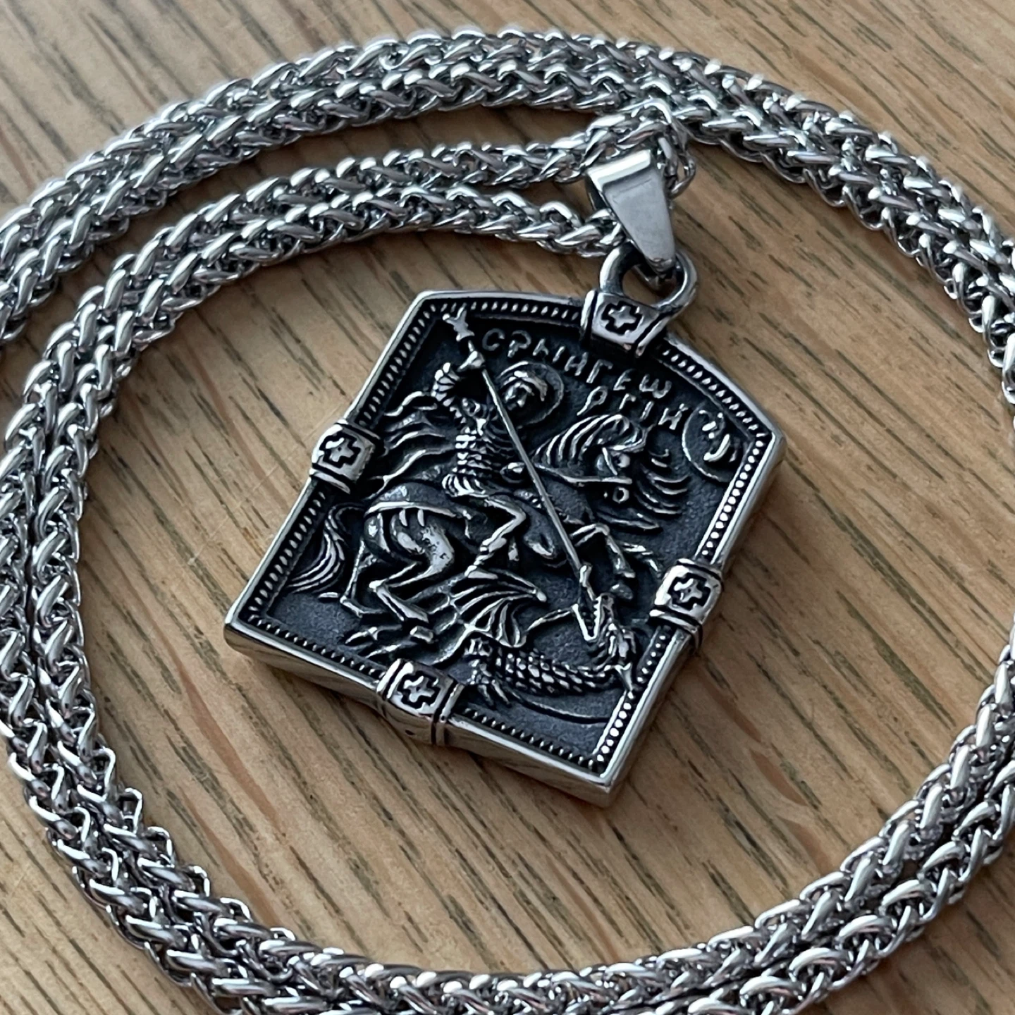 Saint George stainless steel necklace