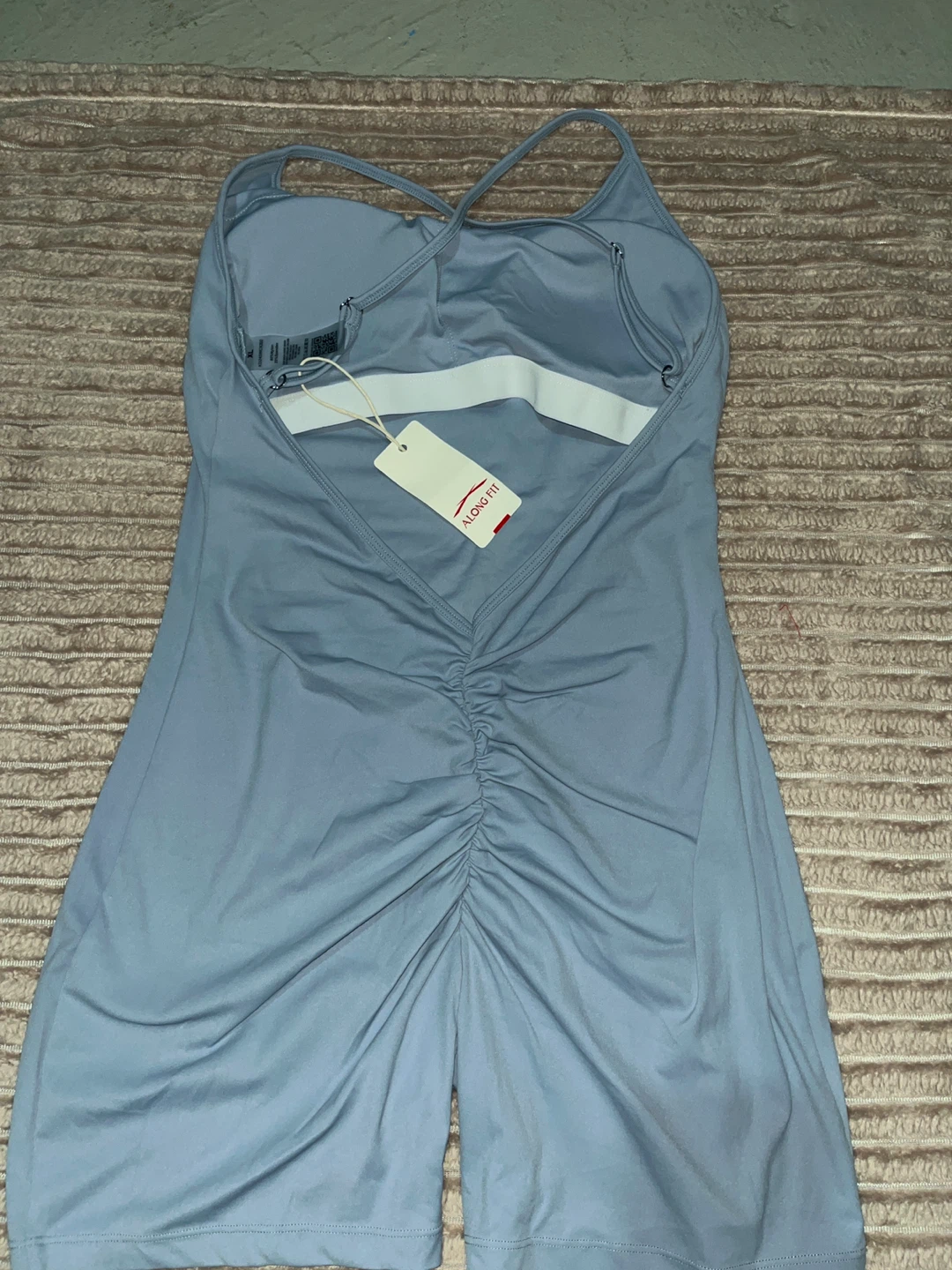 AlignFit Blue Ruched Bodysuit romper large