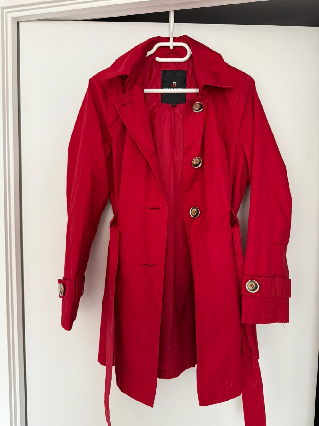 LAURA Red Trench Coat with Hood | Size 8 (PETITE) - photo 3