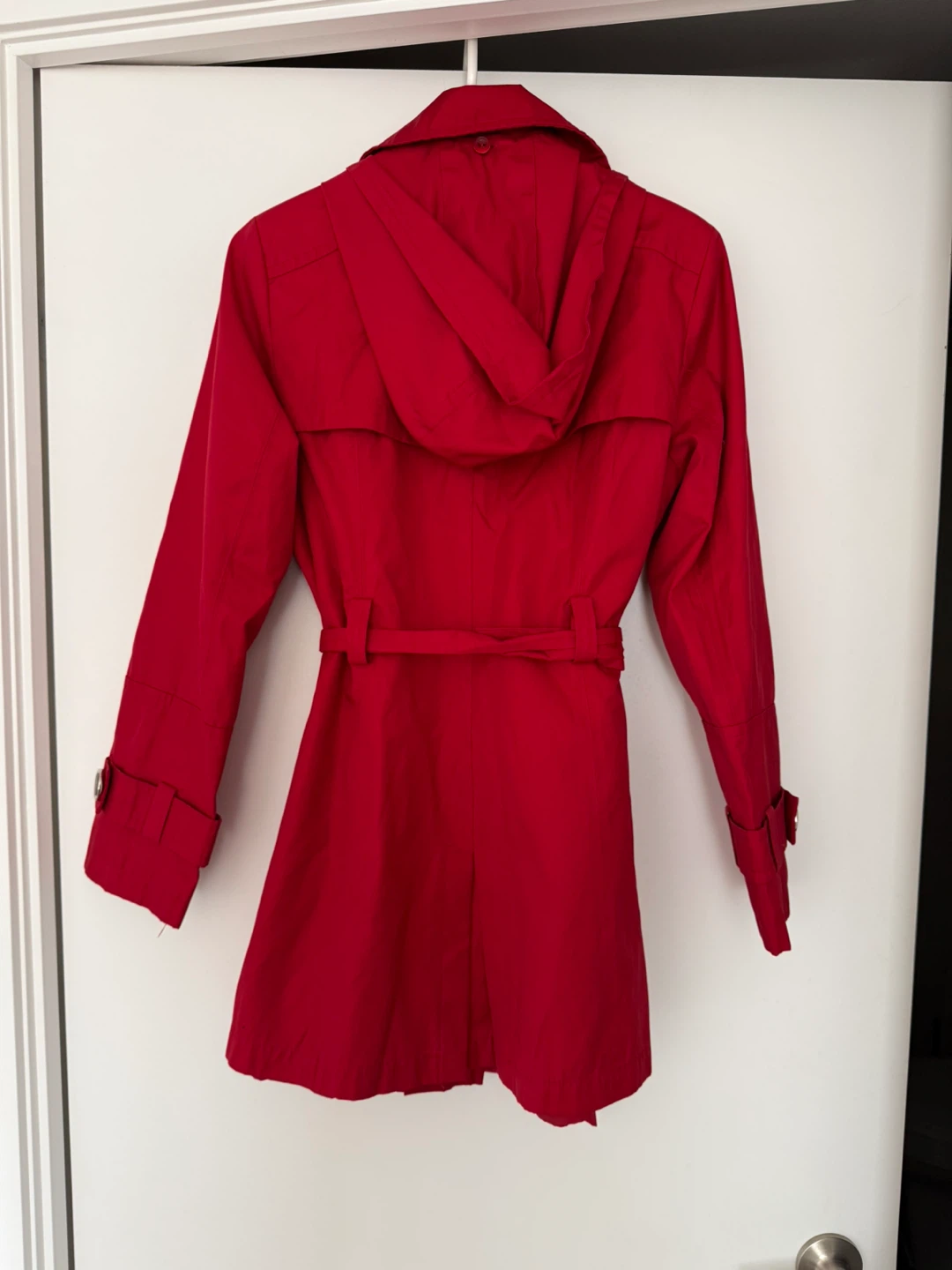LAURA Red Trench Coat with Hood | Size 8 (PETITE) - photo 2