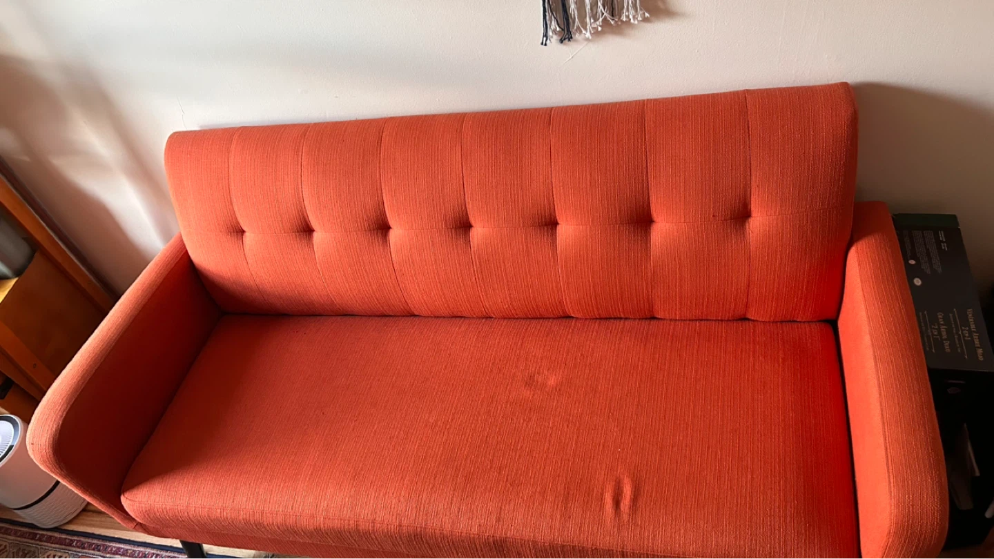Orange Tufted Mid-Century Modern Sofa - photo 3