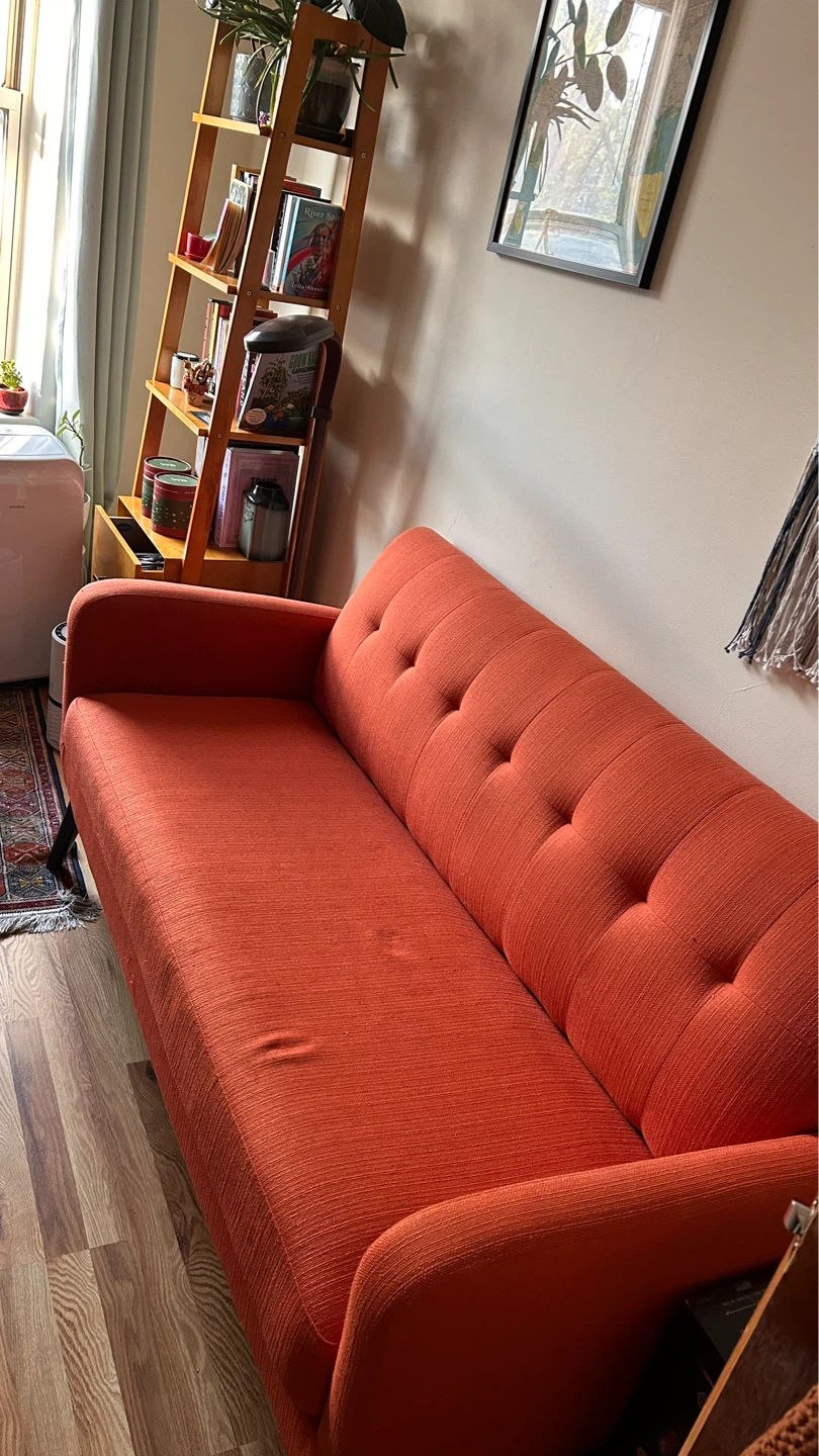 Orange Tufted Mid-Century Modern Sofa - photo 2