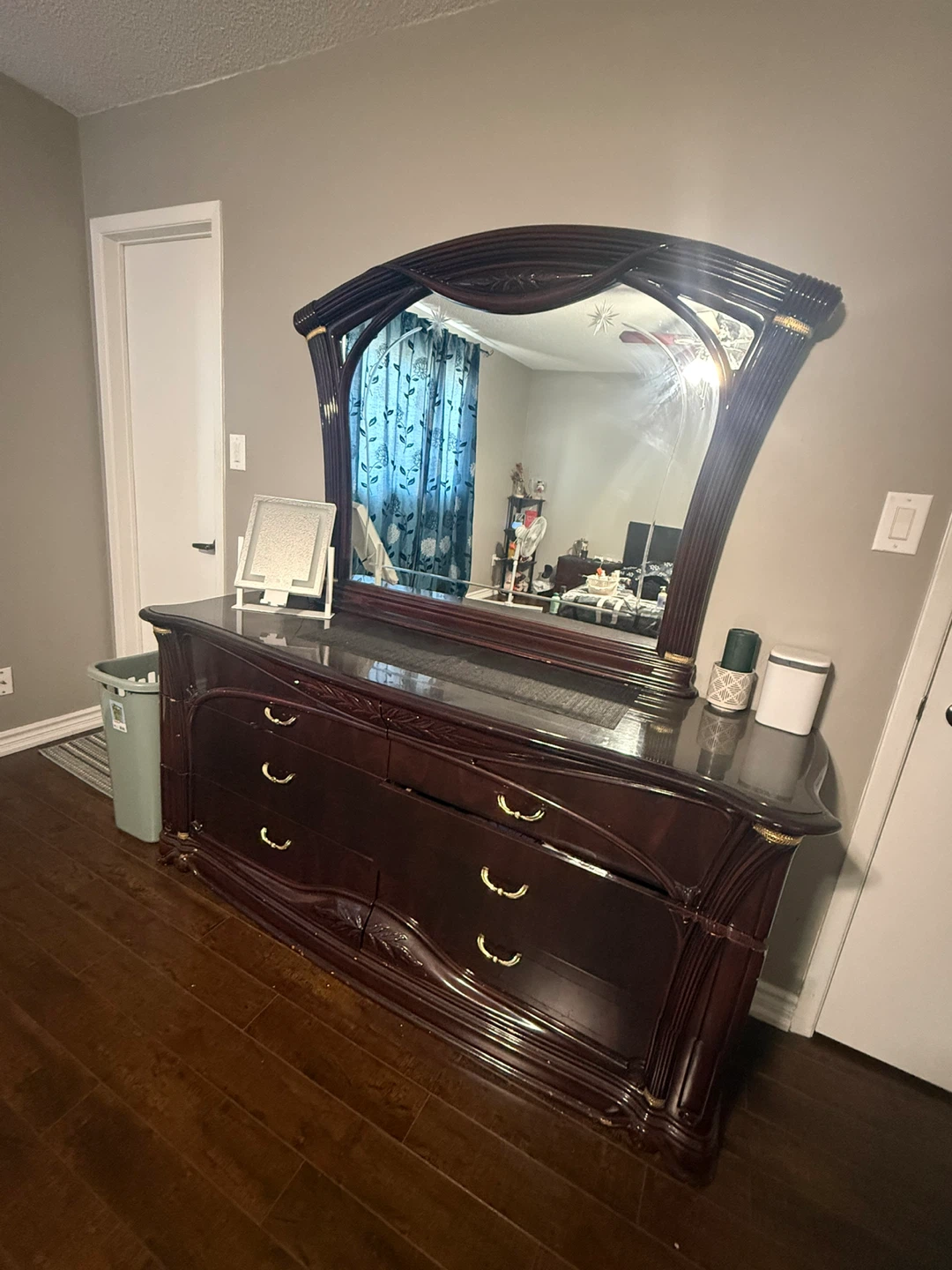 Dark Wood Dresser with Mirror - photo 3