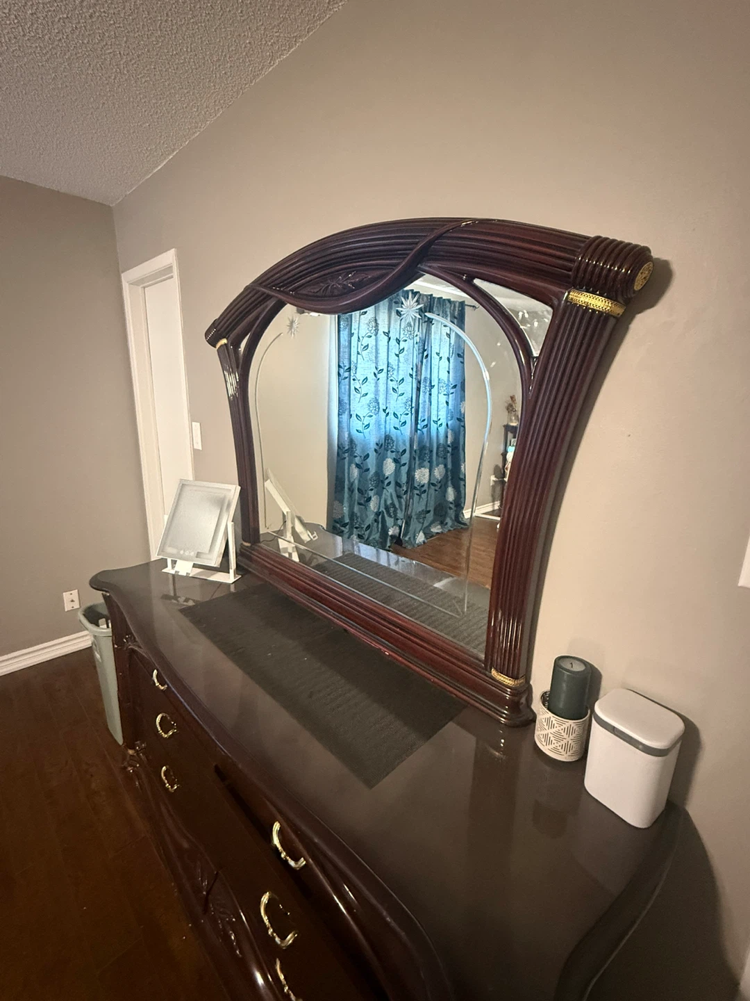 Dark Wood Dresser with Mirror