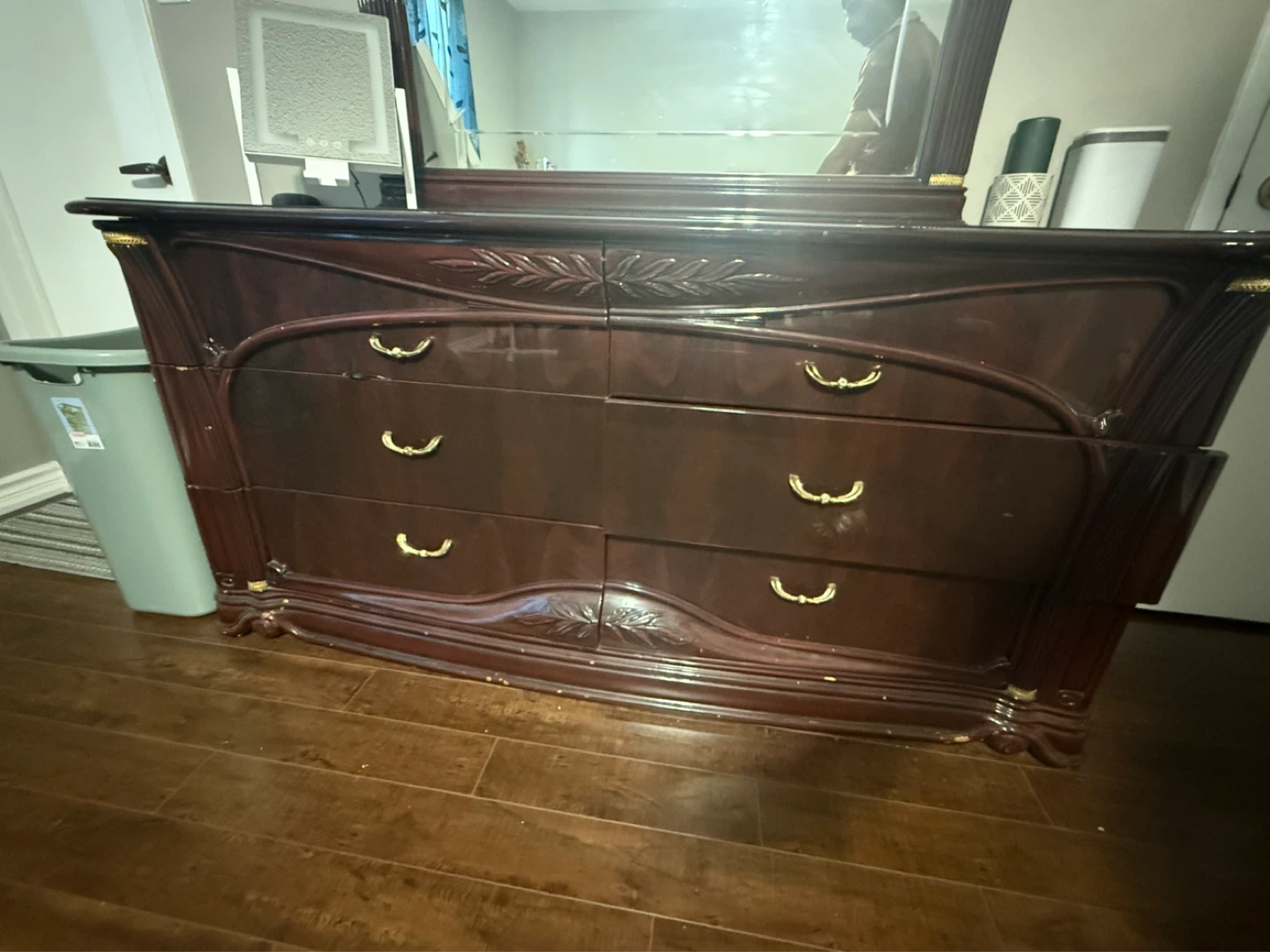 Dark Wood Dresser with Mirror - photo 2