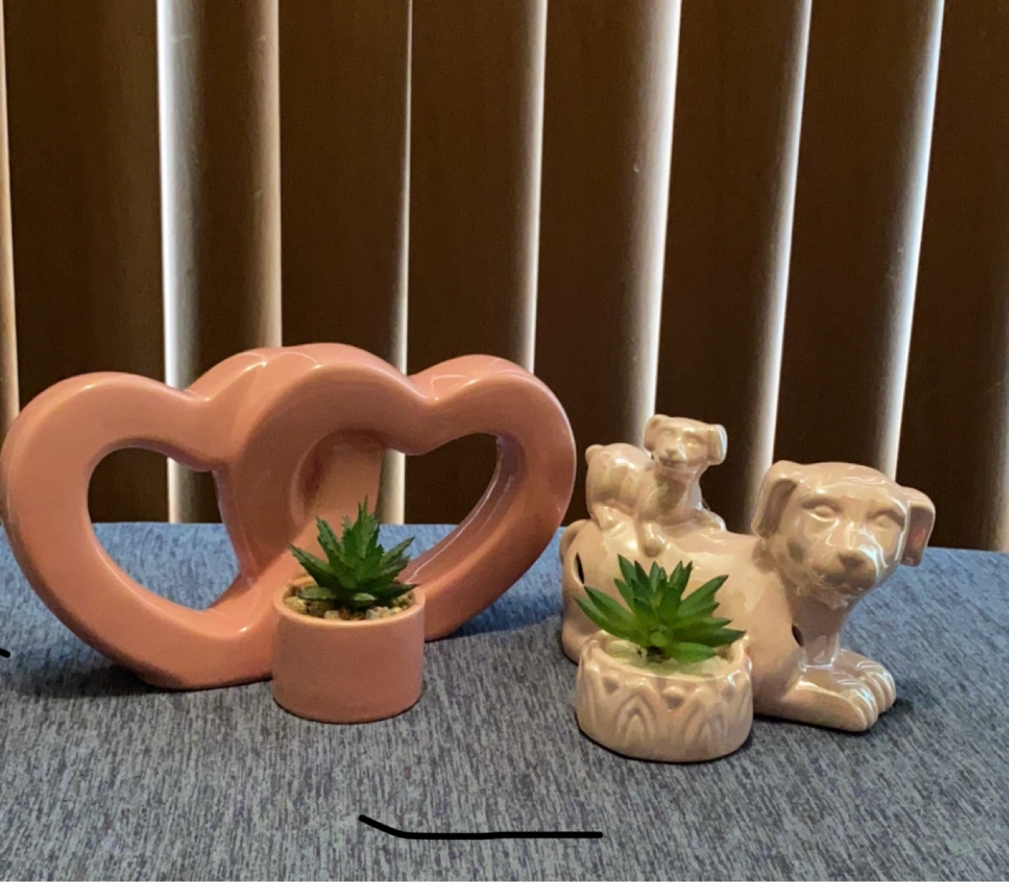 Pink Ceramic Dog Planter with Succulent