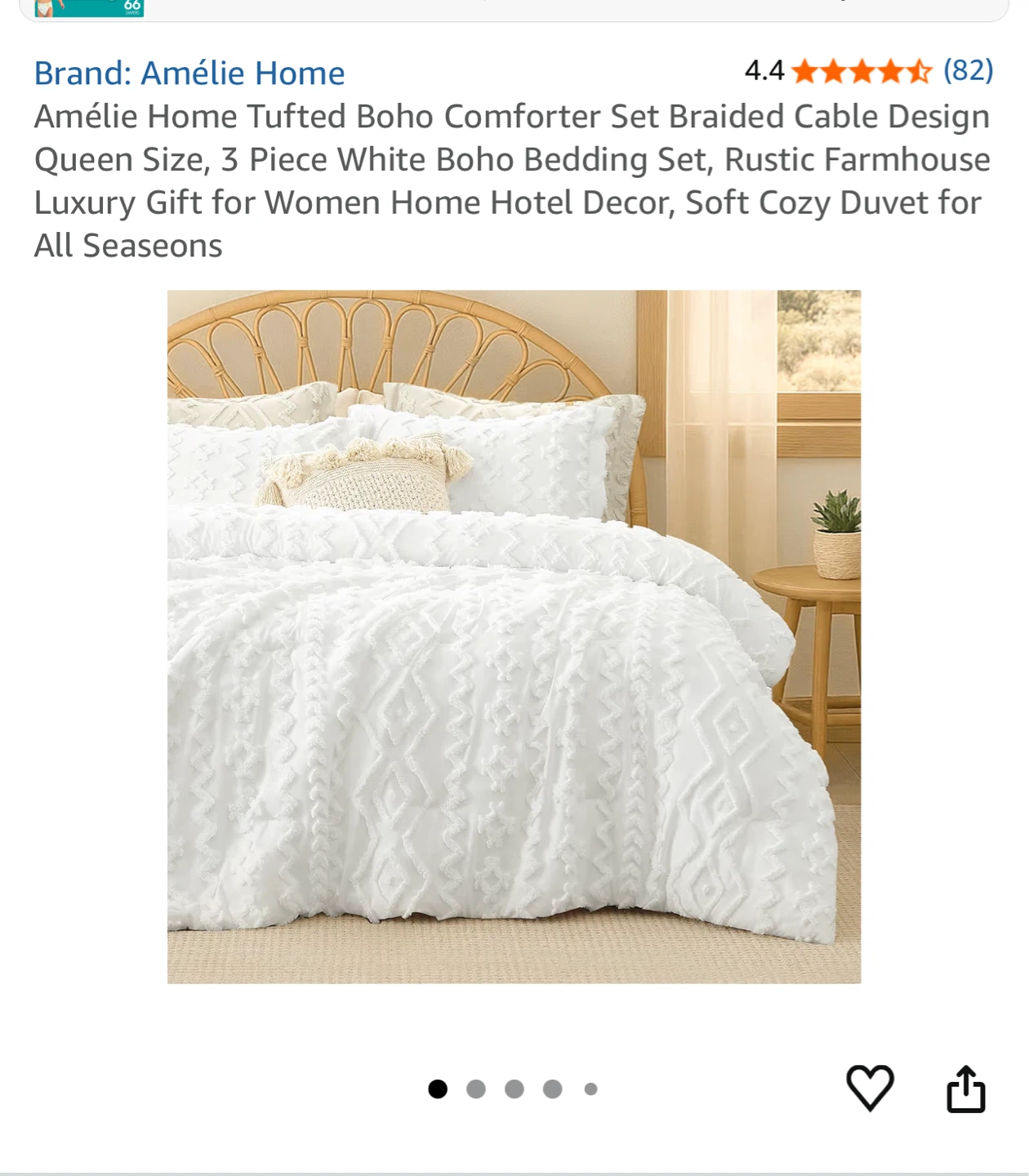 Amélie Home Tufted Boho Comforter Set - Queen Size White