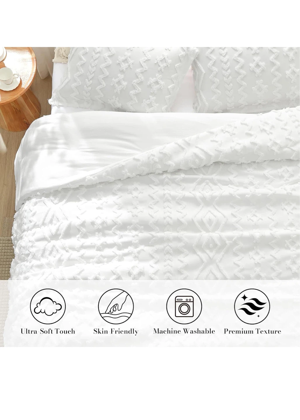 Amélie Home Tufted Boho Comforter Set - Queen Size White - photo 2