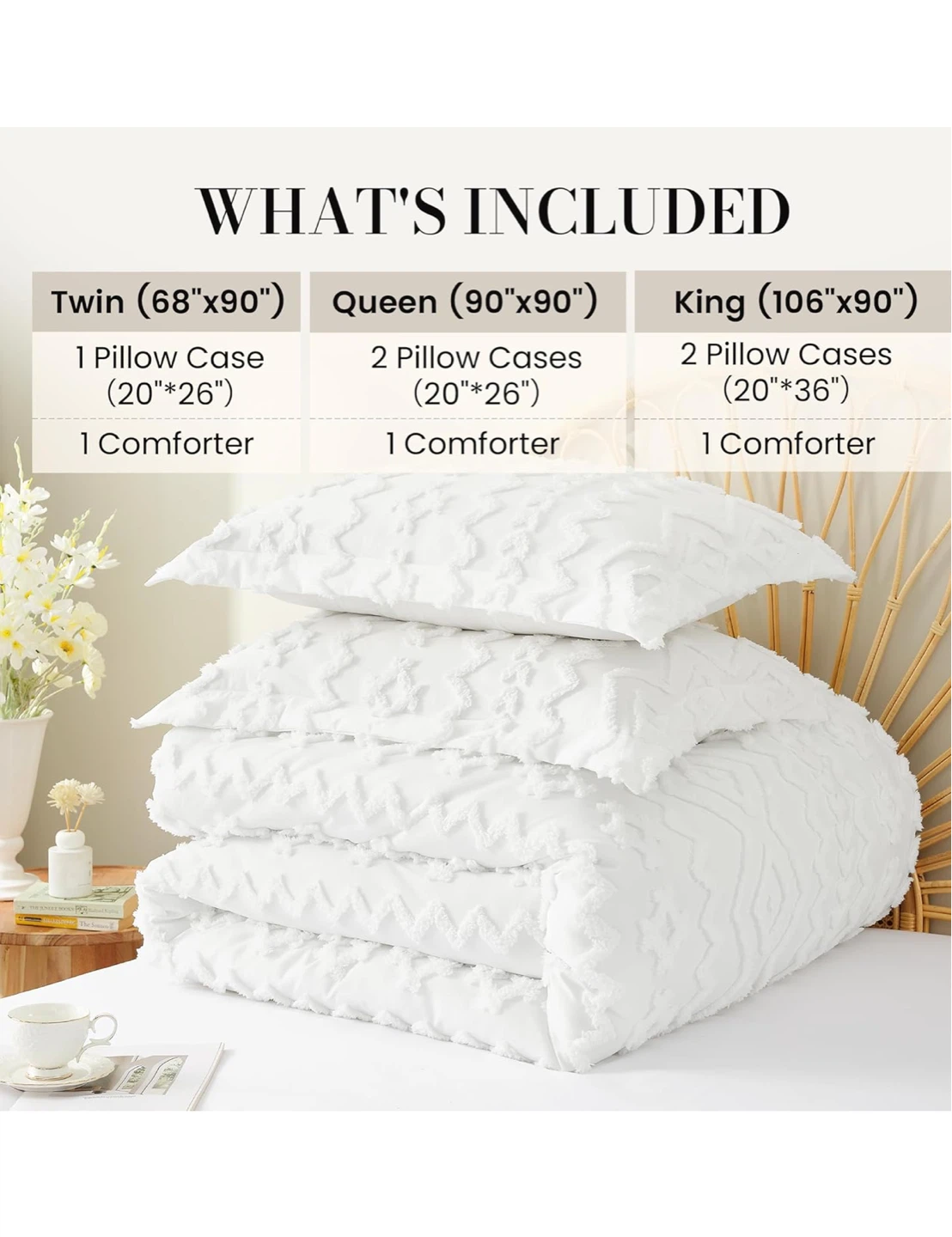 Amélie Home Tufted Boho Comforter Set - Queen Size White - photo 4