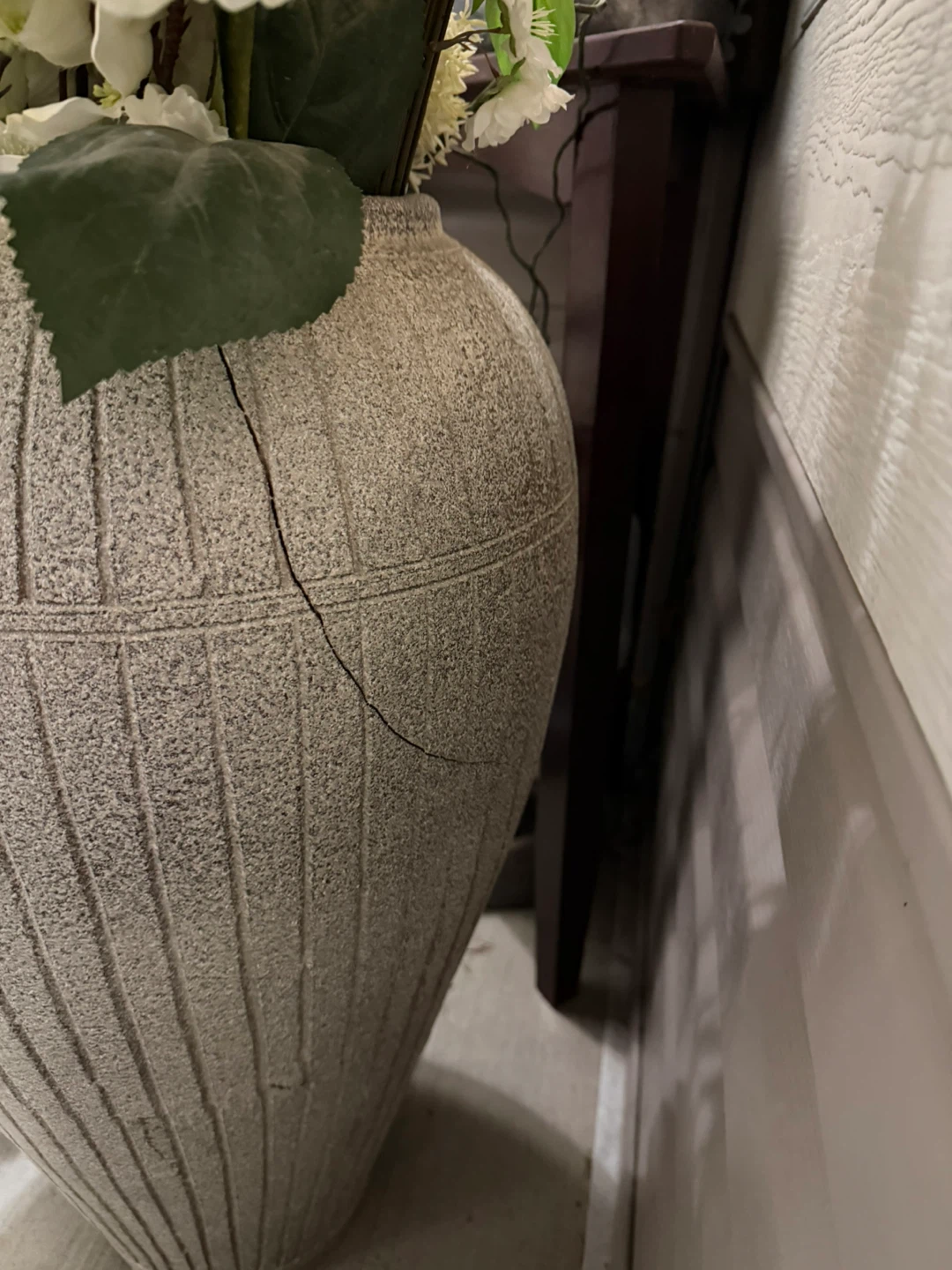 Large Textured Floor Vase with Faux Floral Arrangement - photo 2