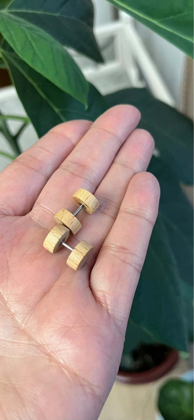 Wooden Barbell Earrings