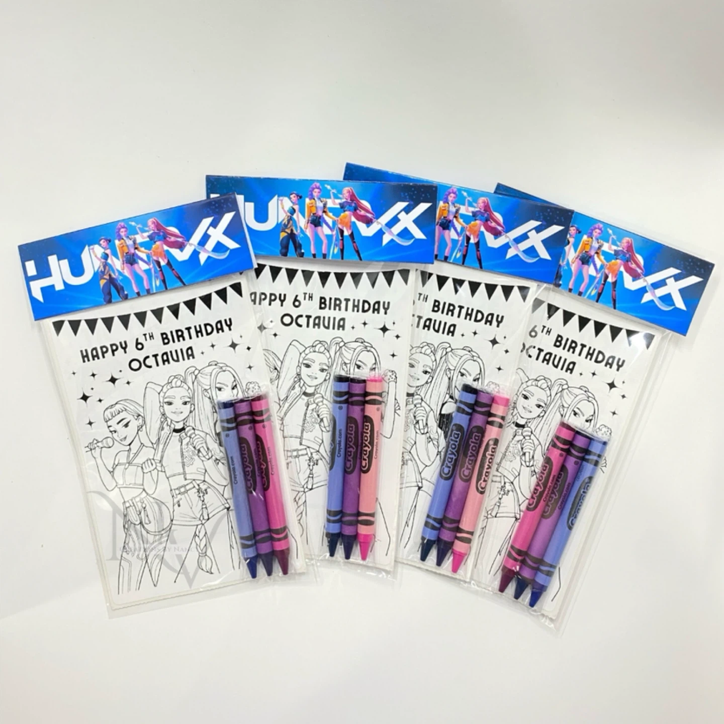 Huntrix Custom Colouring Sticker Sheets Party Favours
